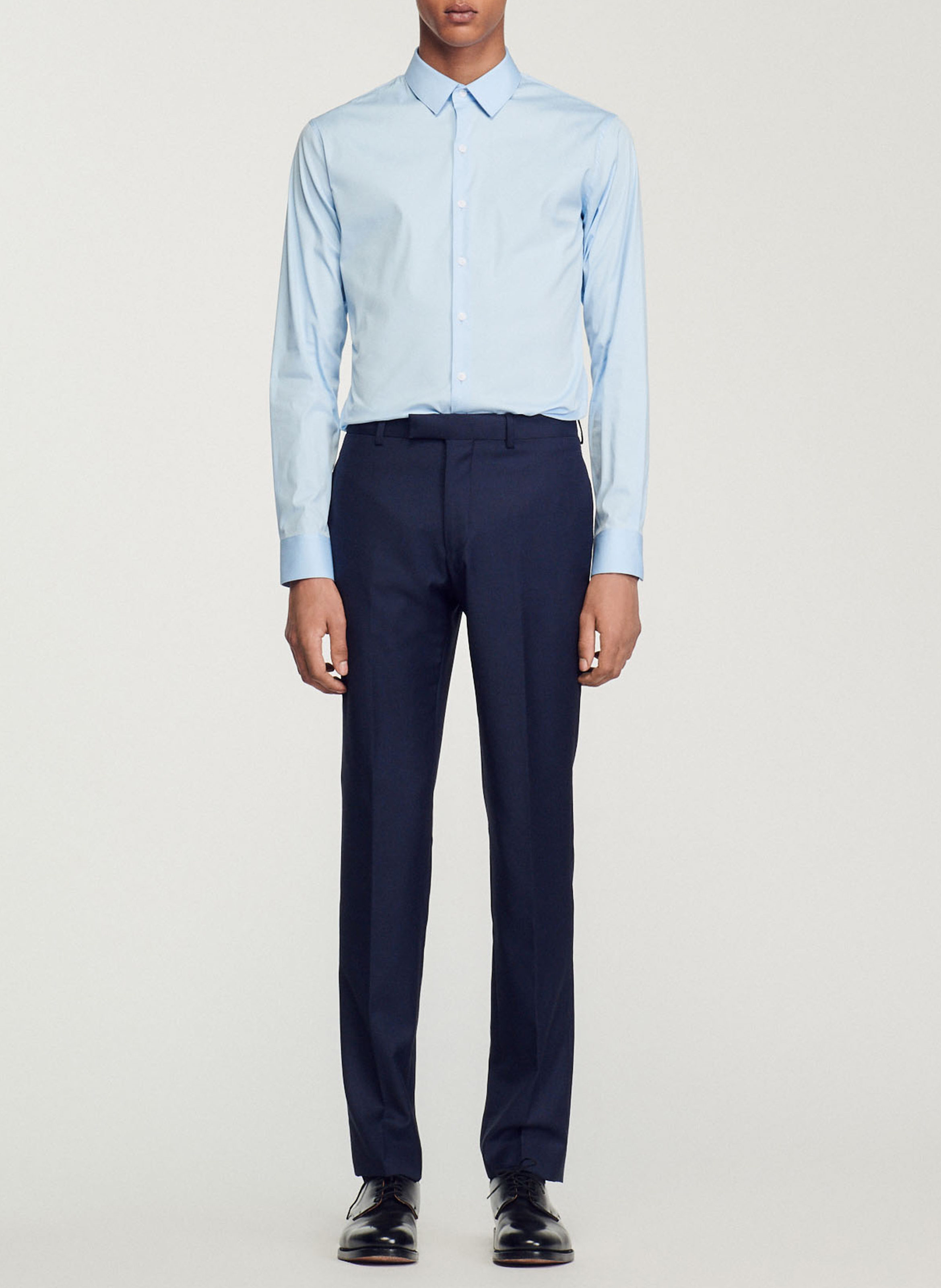 Chemise slim-fit en coton stretch SANDRO Bleu