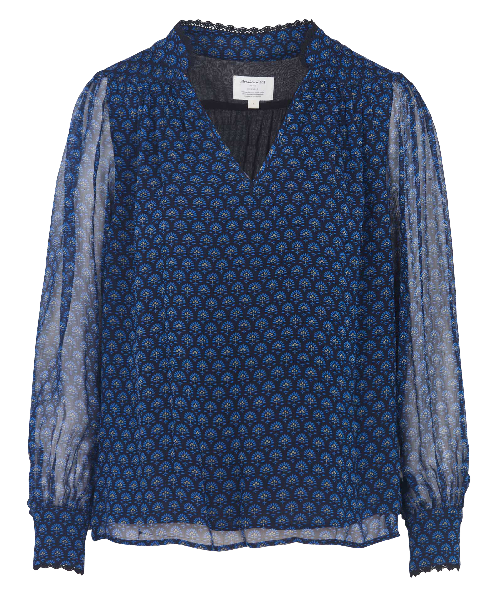 Blouse droite col V imprimée MAISON 123 Bleu