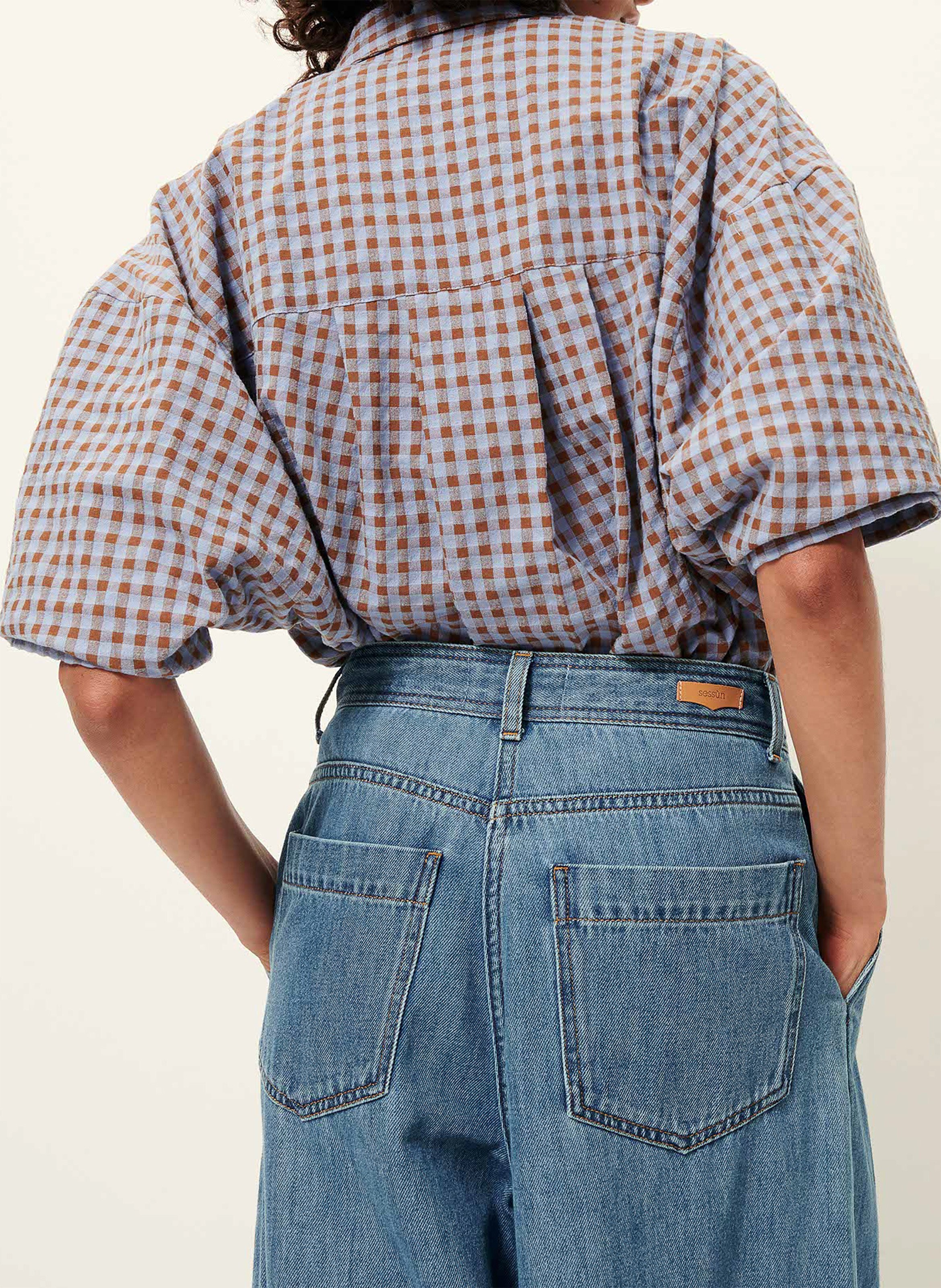 Jean large taille haute en coton SESSUN Bleu