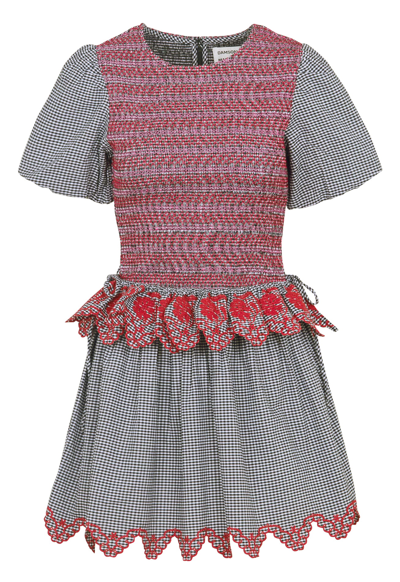 Robe courte imprimée à broderies et volants DAMSON MADDER Noir