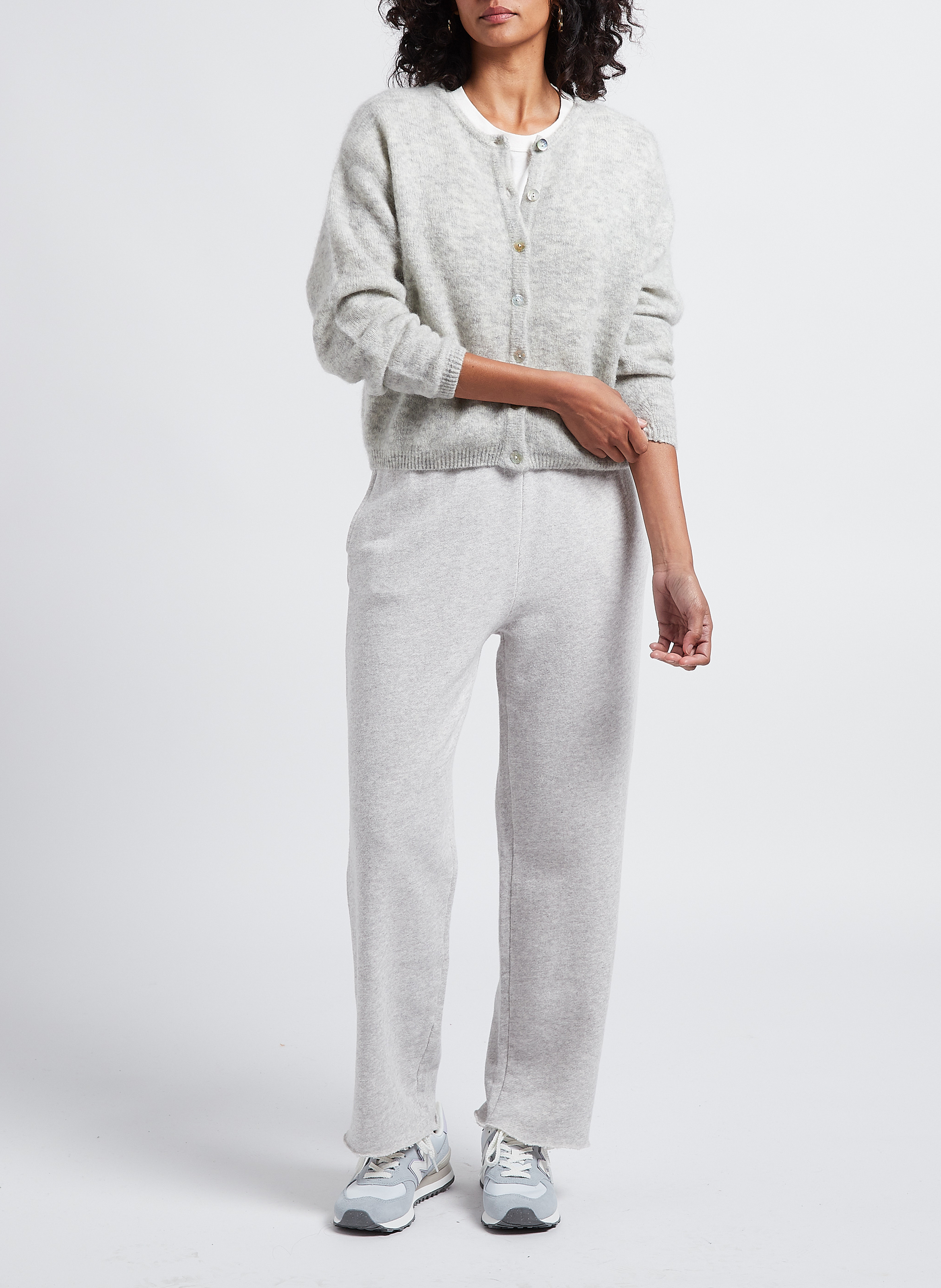 Wollmix-Strickjacke mit Rundhalskragen AMERICAN VINTAGE Grau