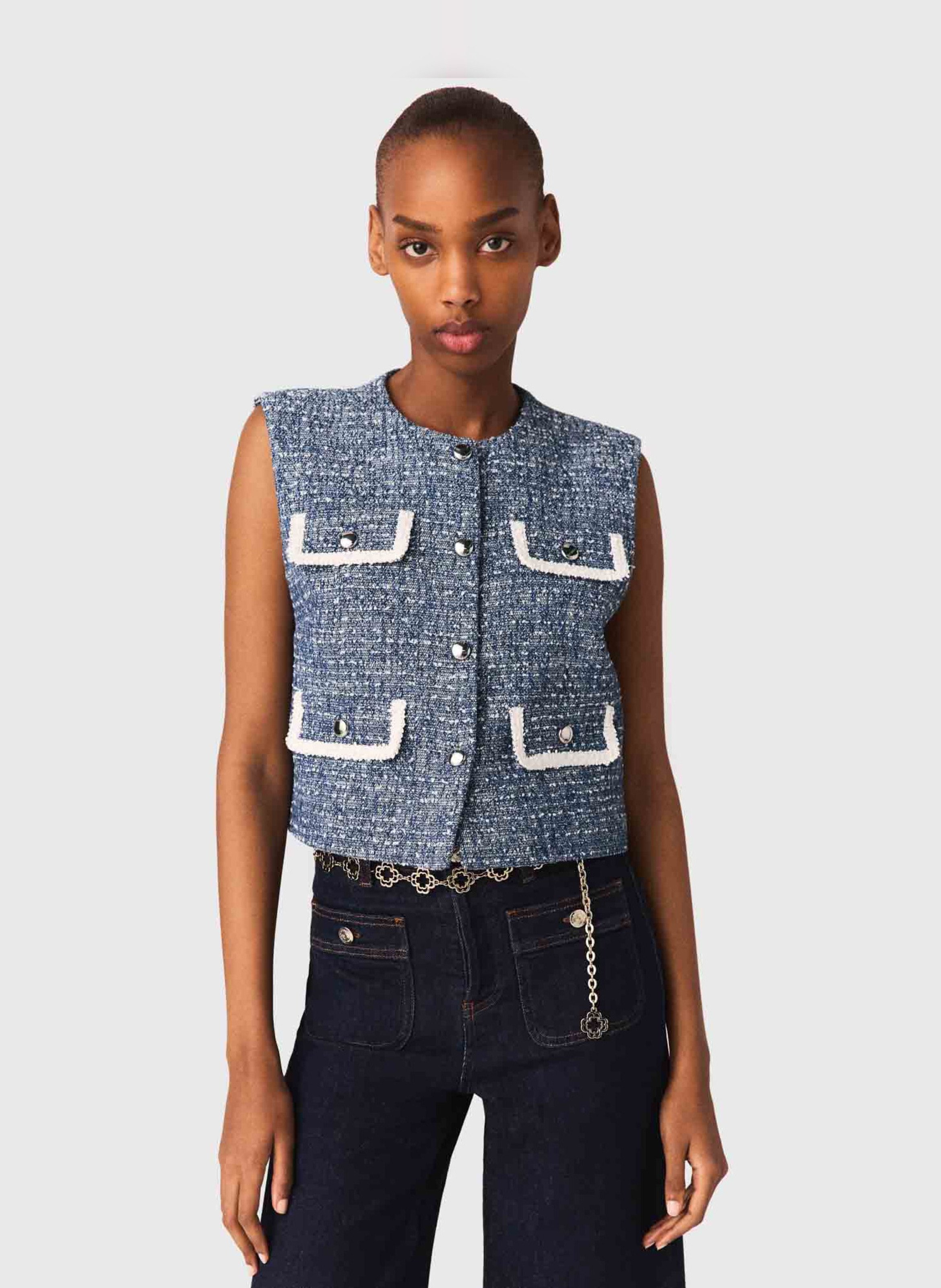 Recht vest | katoenblend MAJE Blauw