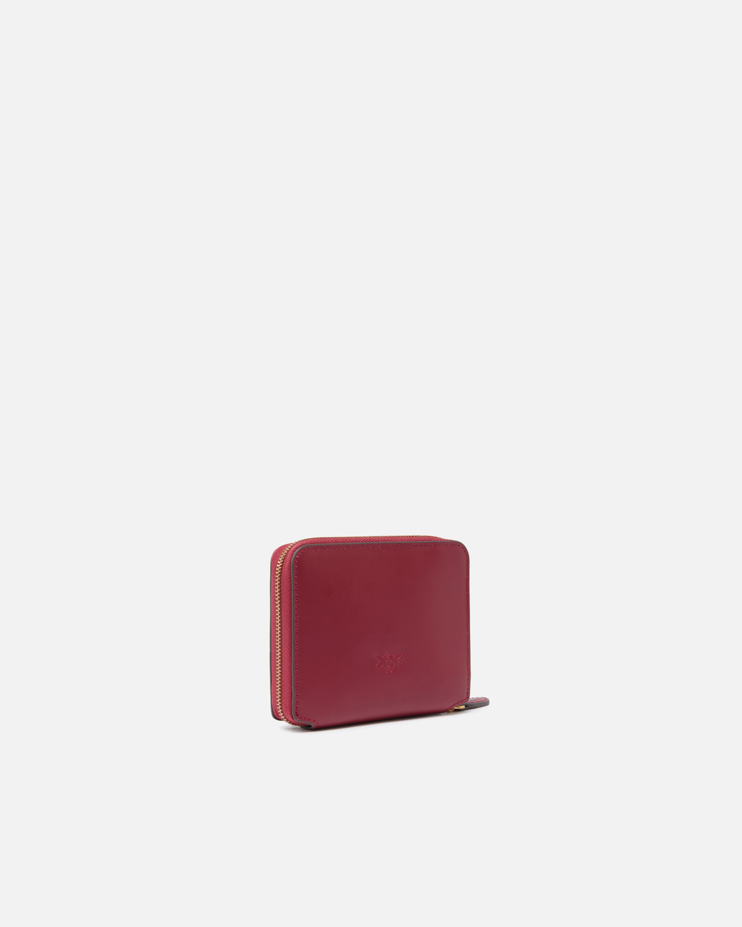 Square wallet with zip-around closure in leather Red