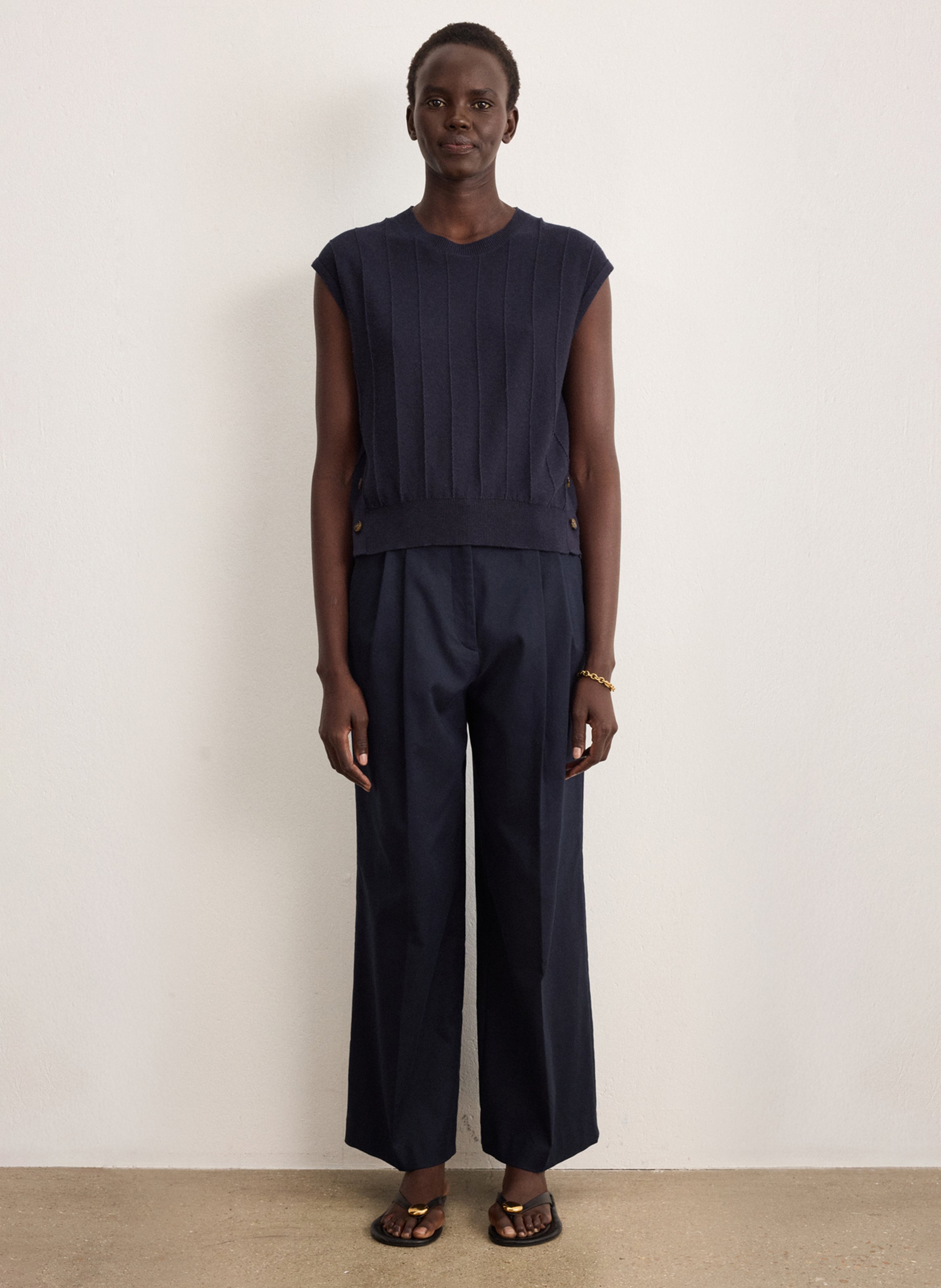 Pull ample col rond PABLO Bleu