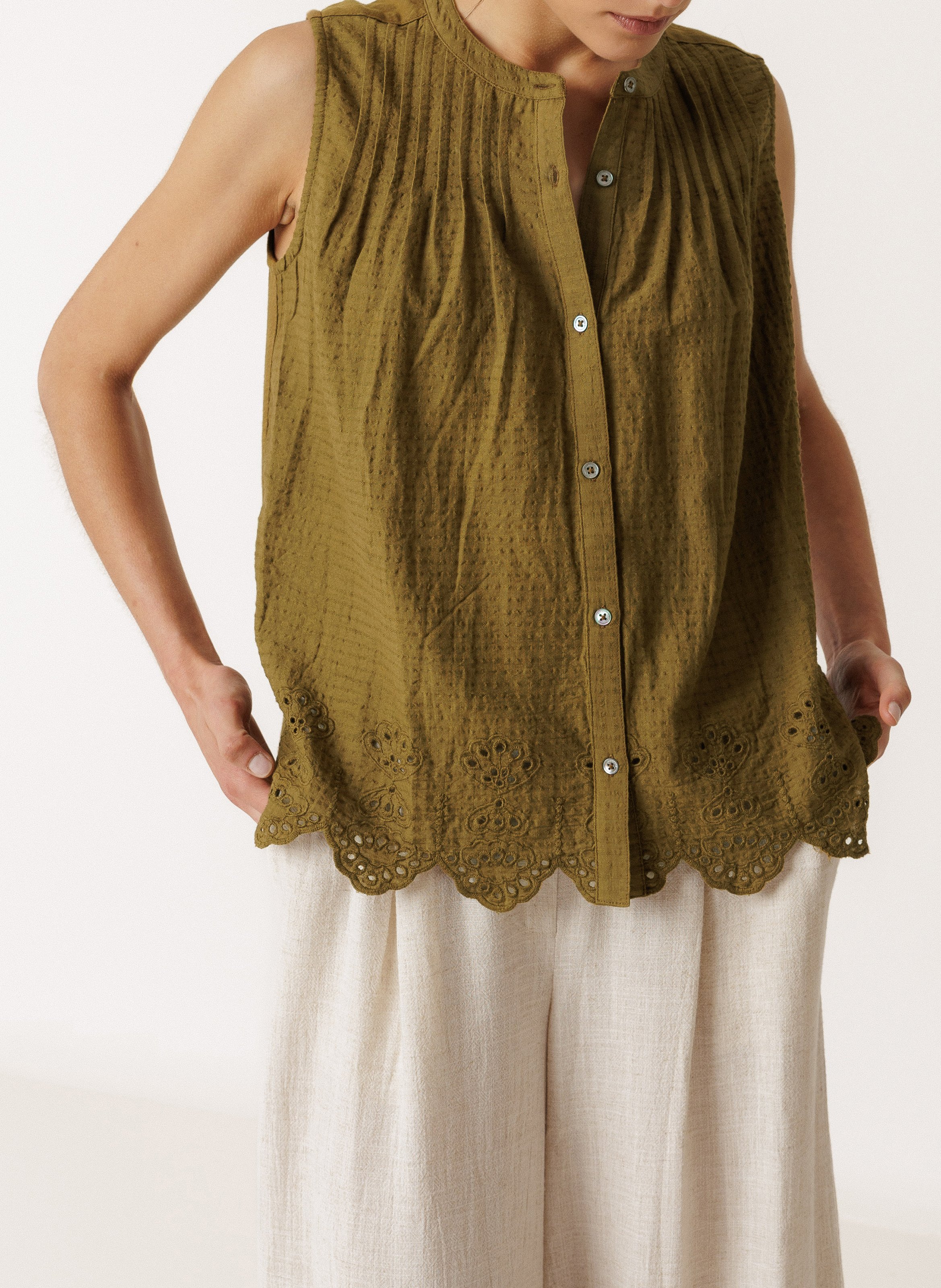 Oversized hemd met Mao-kraag INDI & COLD