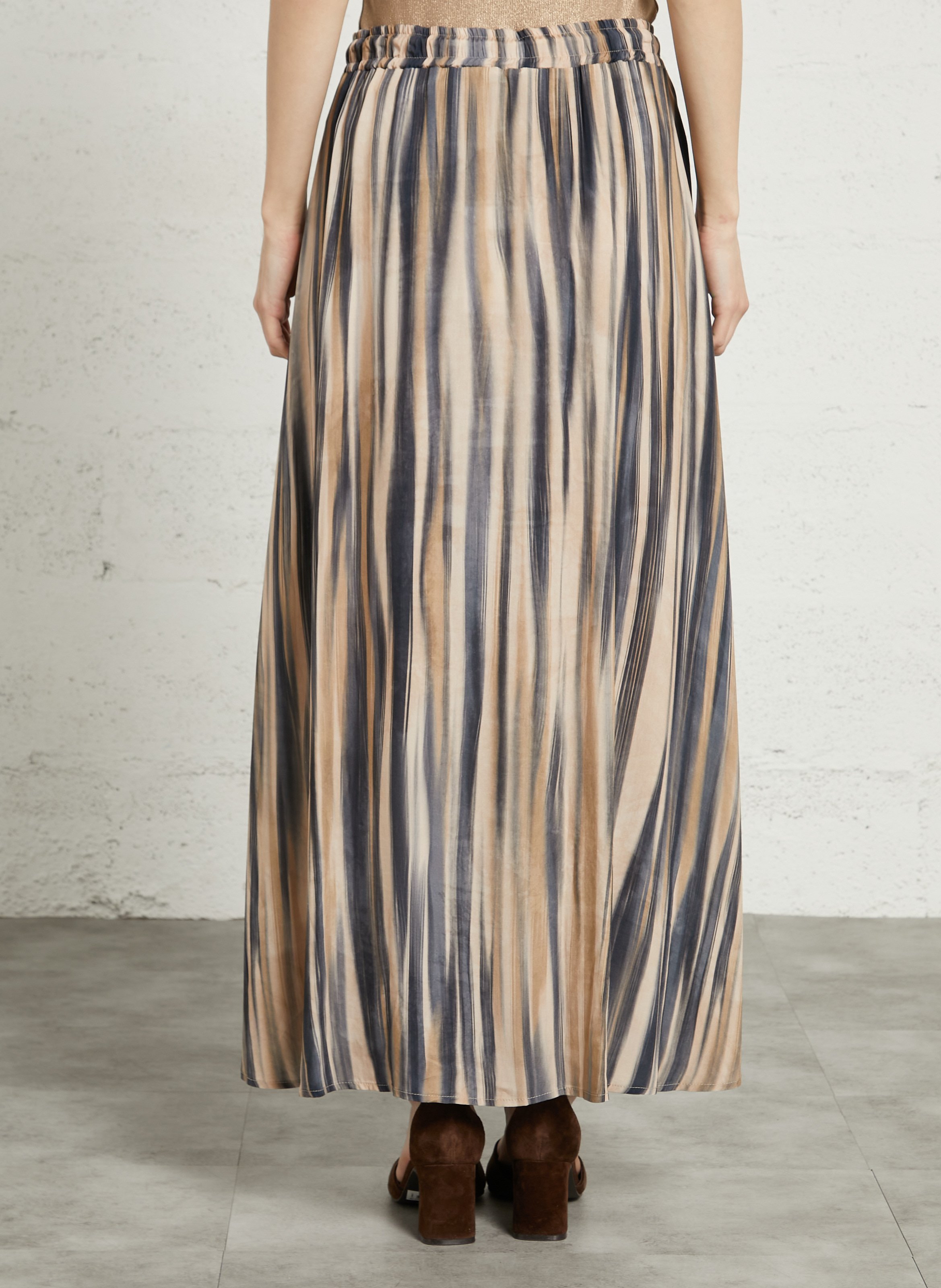 Jupe midi évasée imprimée  PLEASE Beige