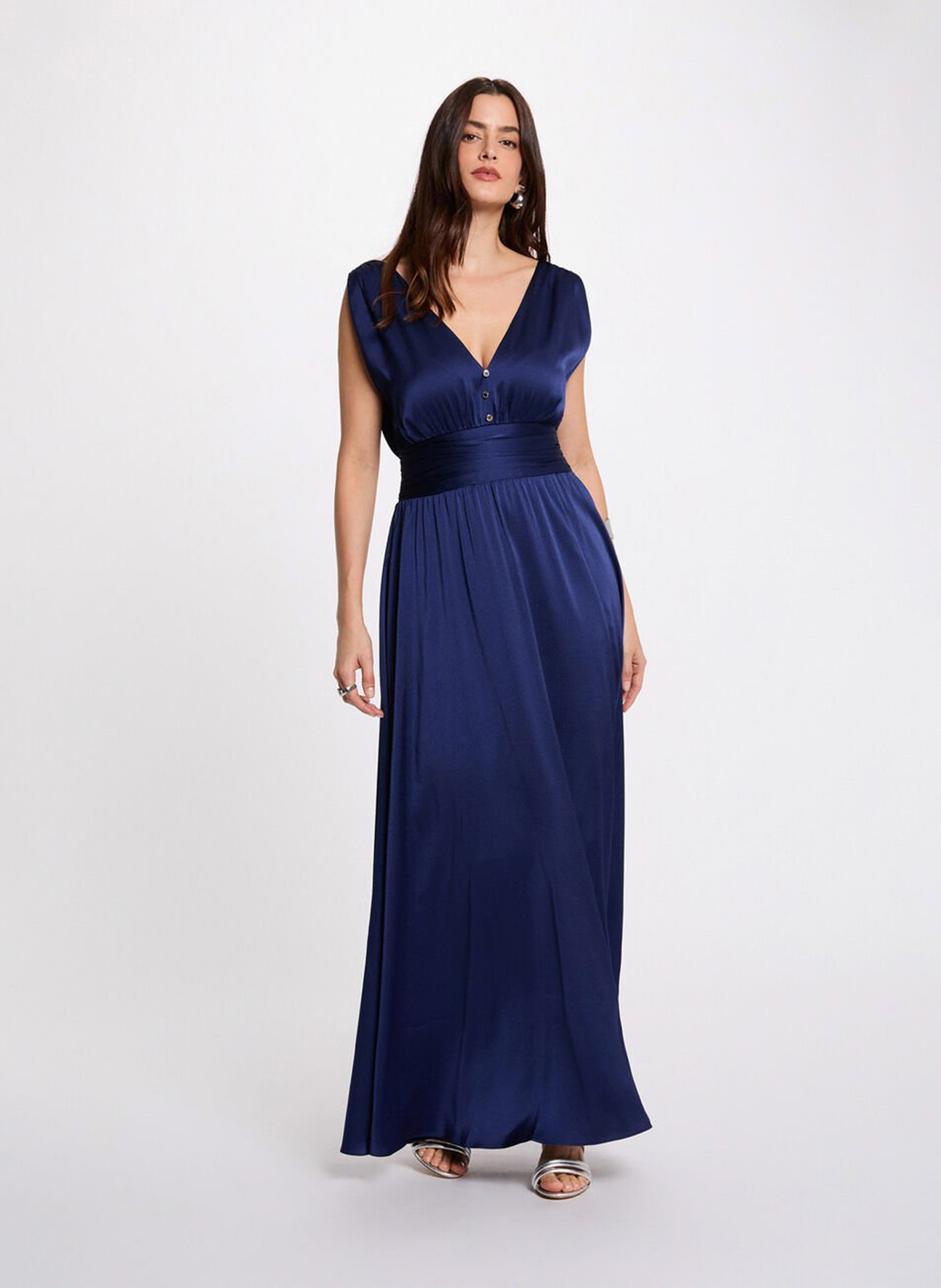 Long V-neck dress MORGAN Blue