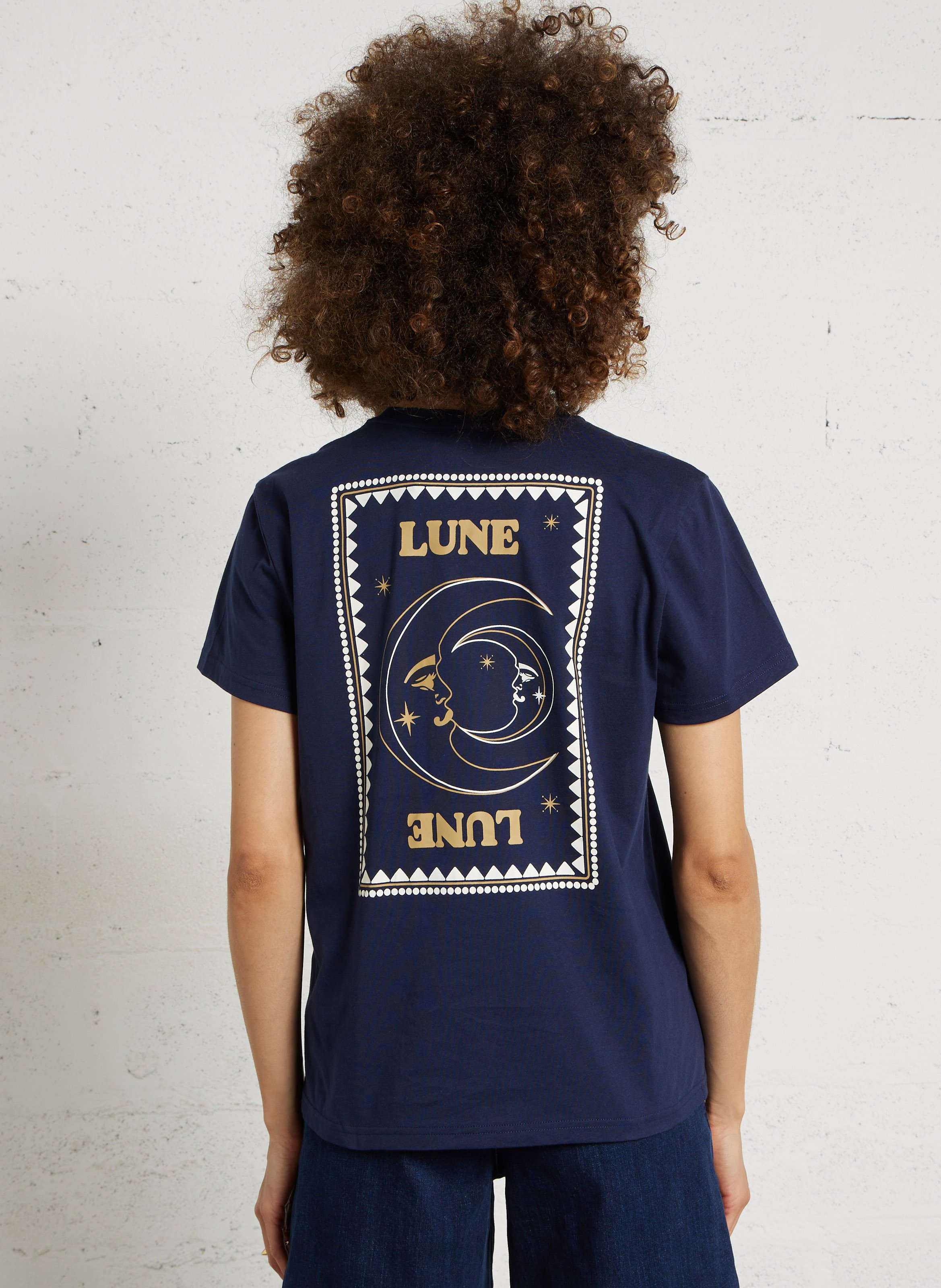 Ruimvallend, katoenen T-shirt met ronde hals en zeefdruk LA PETITE ETOILE Blauw