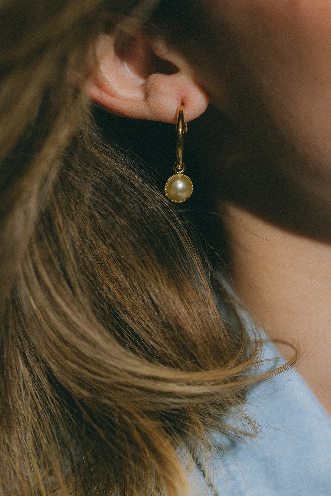 Small silver-plated hoop earrings with pearls MONSIEUR SIMONE Silver