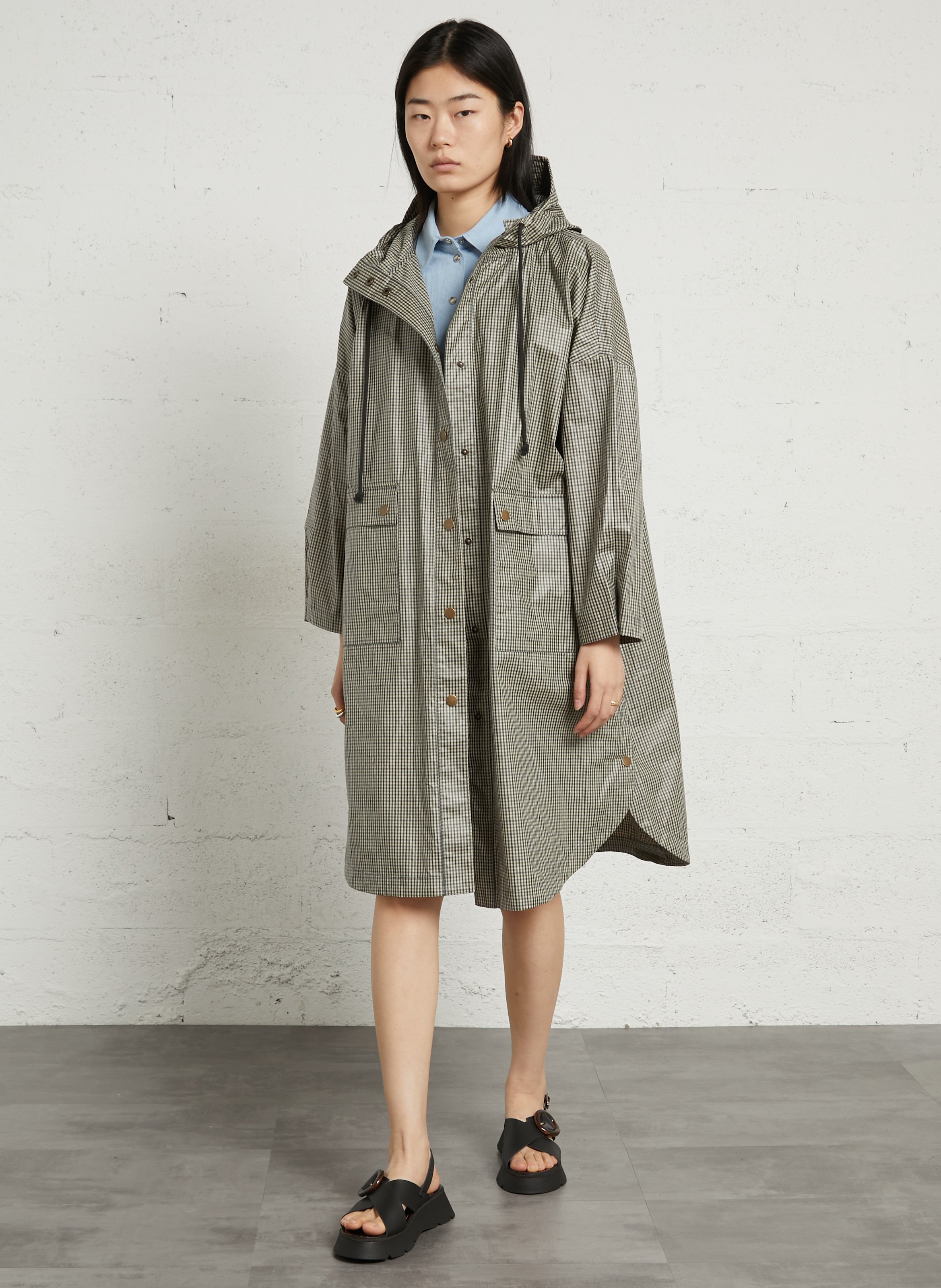 Oversized high-neck printed cotton coat LEON & HARPER