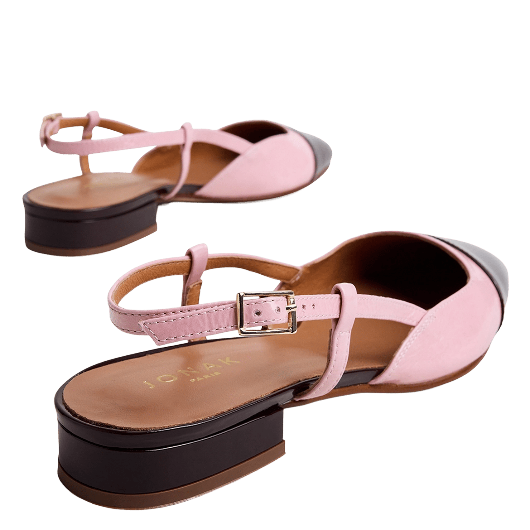 Leather slingback ballerina pumps JONAK Pink