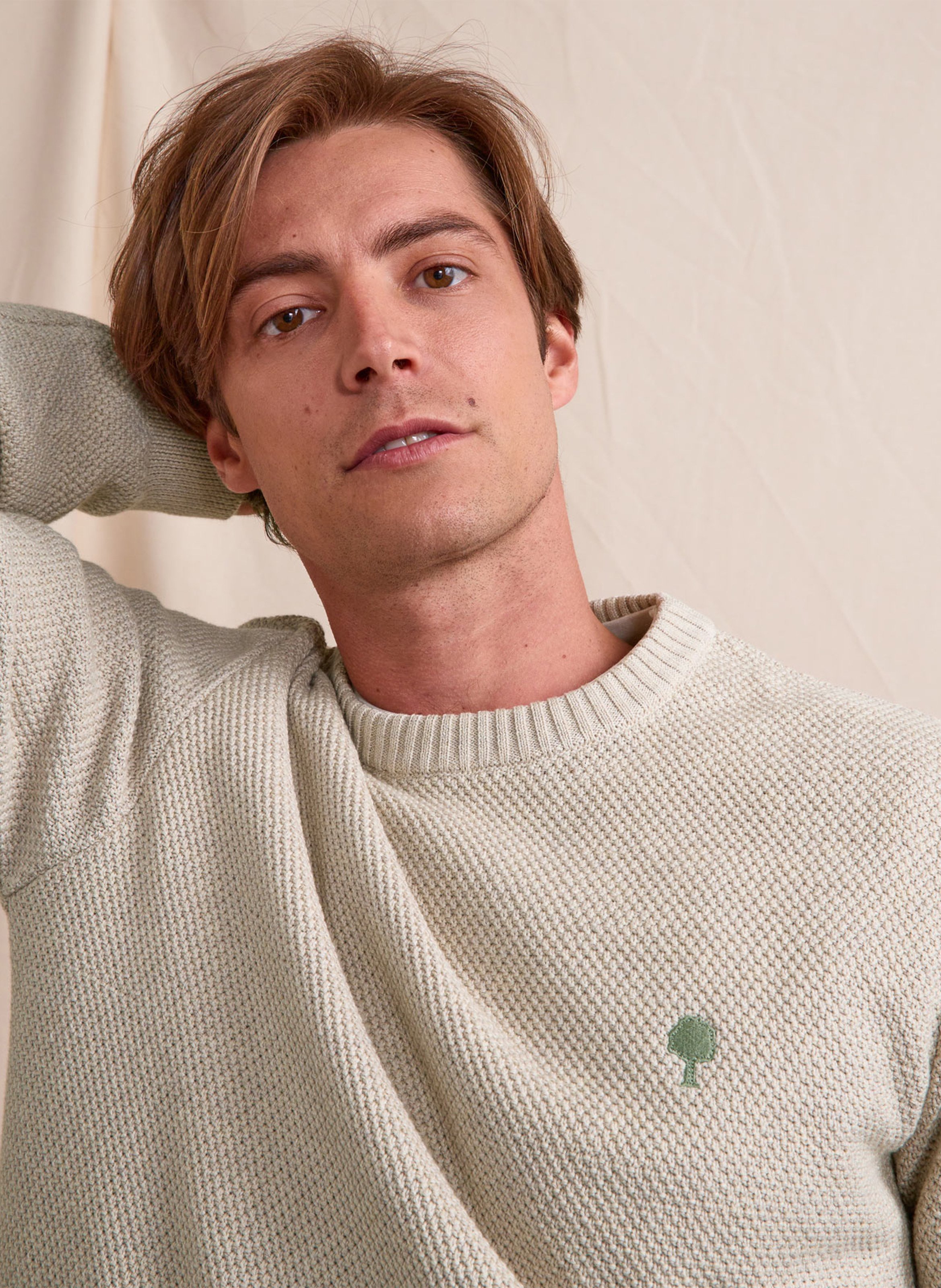 Straight-fit, katoenen trui met ronde hals FAGUO Beige