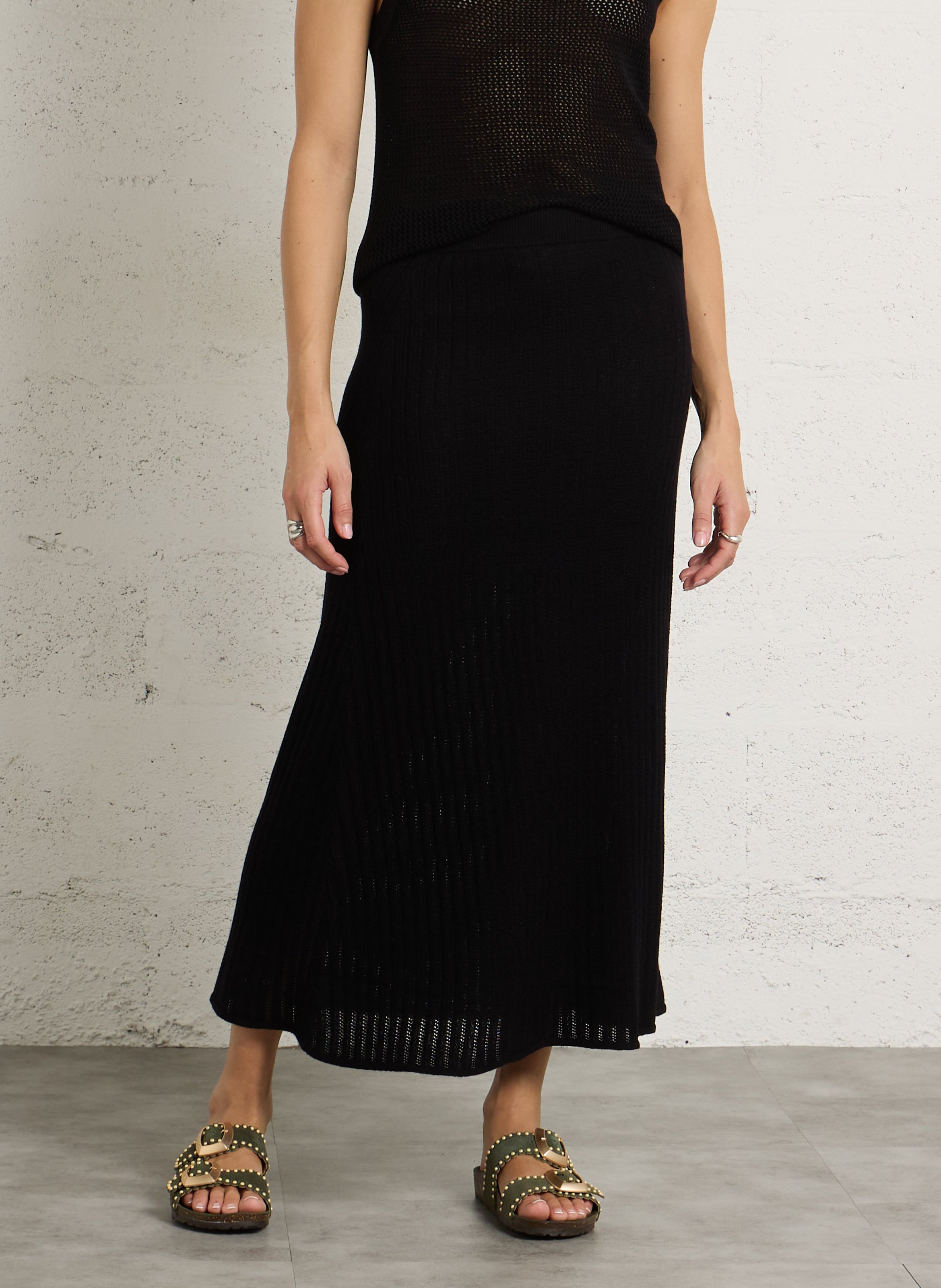 Lange rok van wolmix SUD EXPRESS Zwart