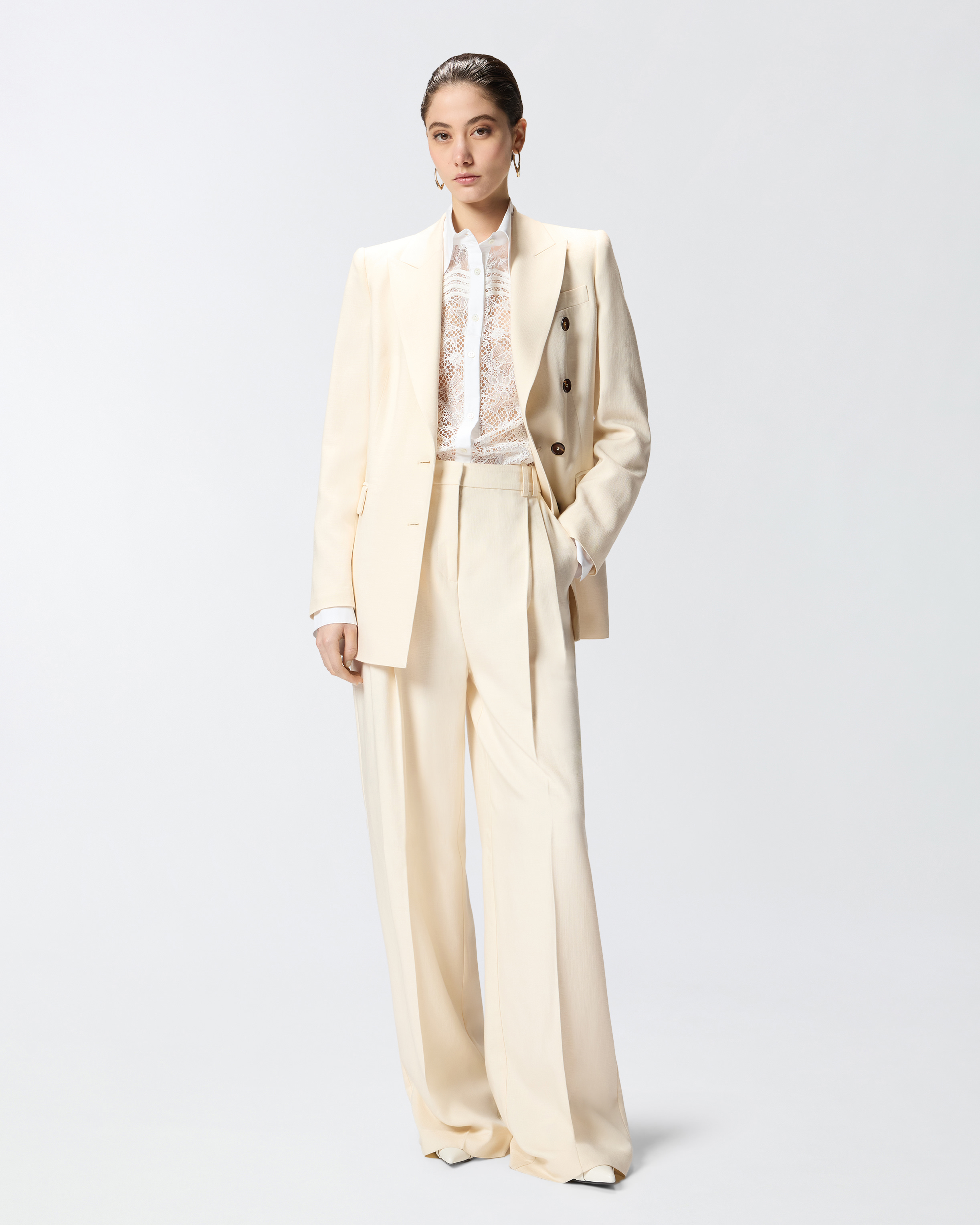 Pantalon droit à pli marqué PINKO Beige
