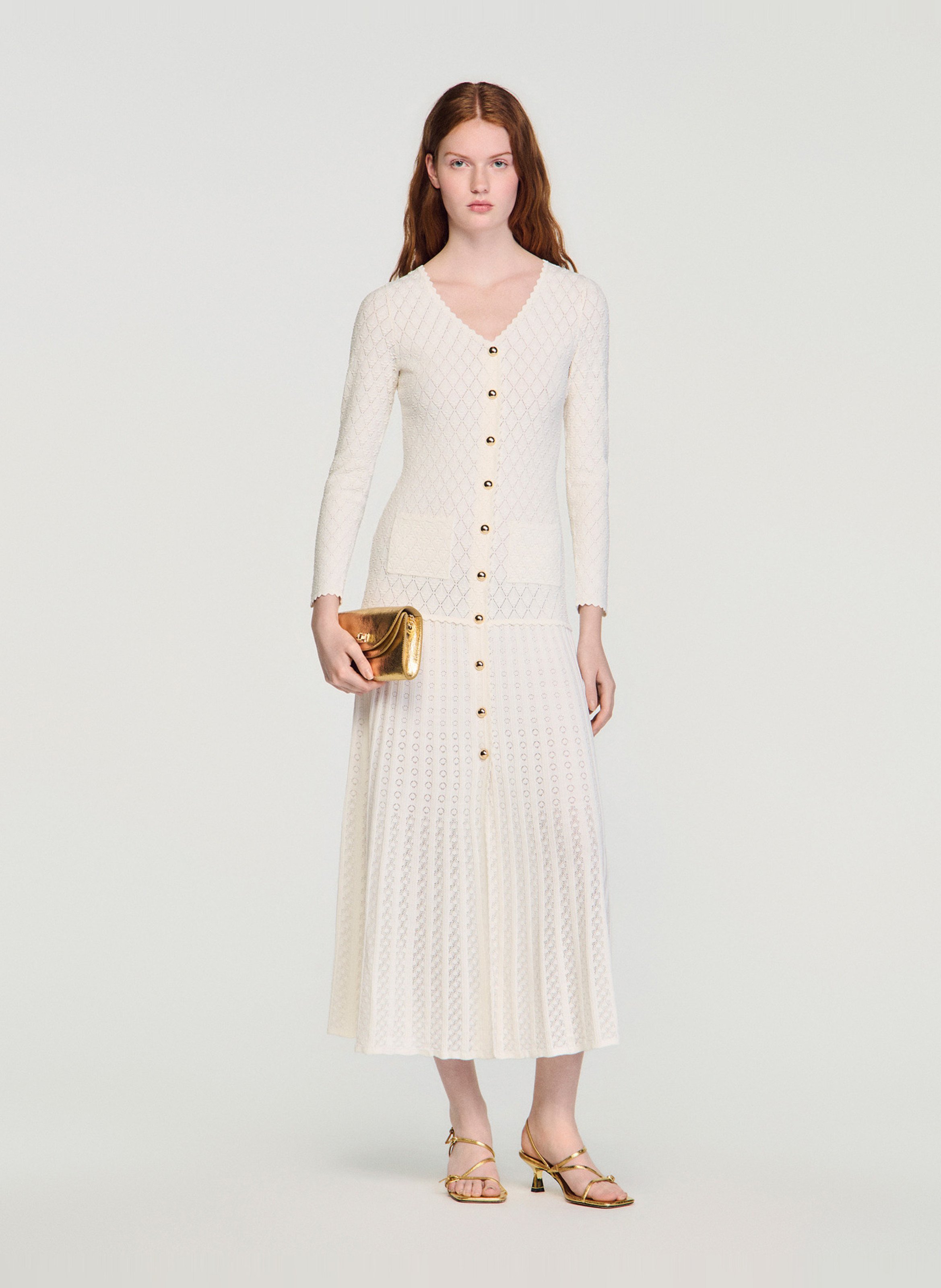 Lange jurk met V-hals SANDRO