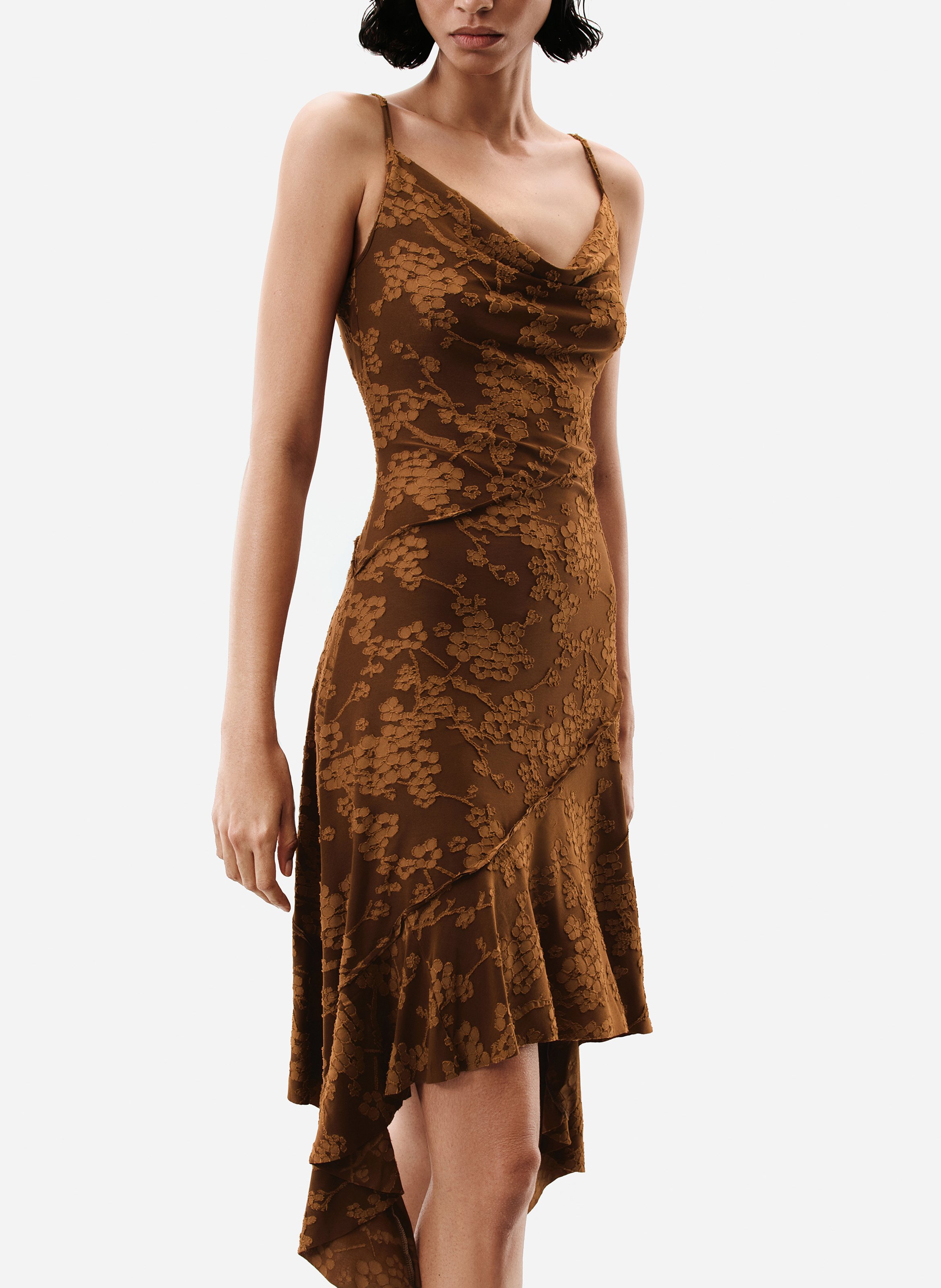 Robe courte imprimée DESIGUAL Marron