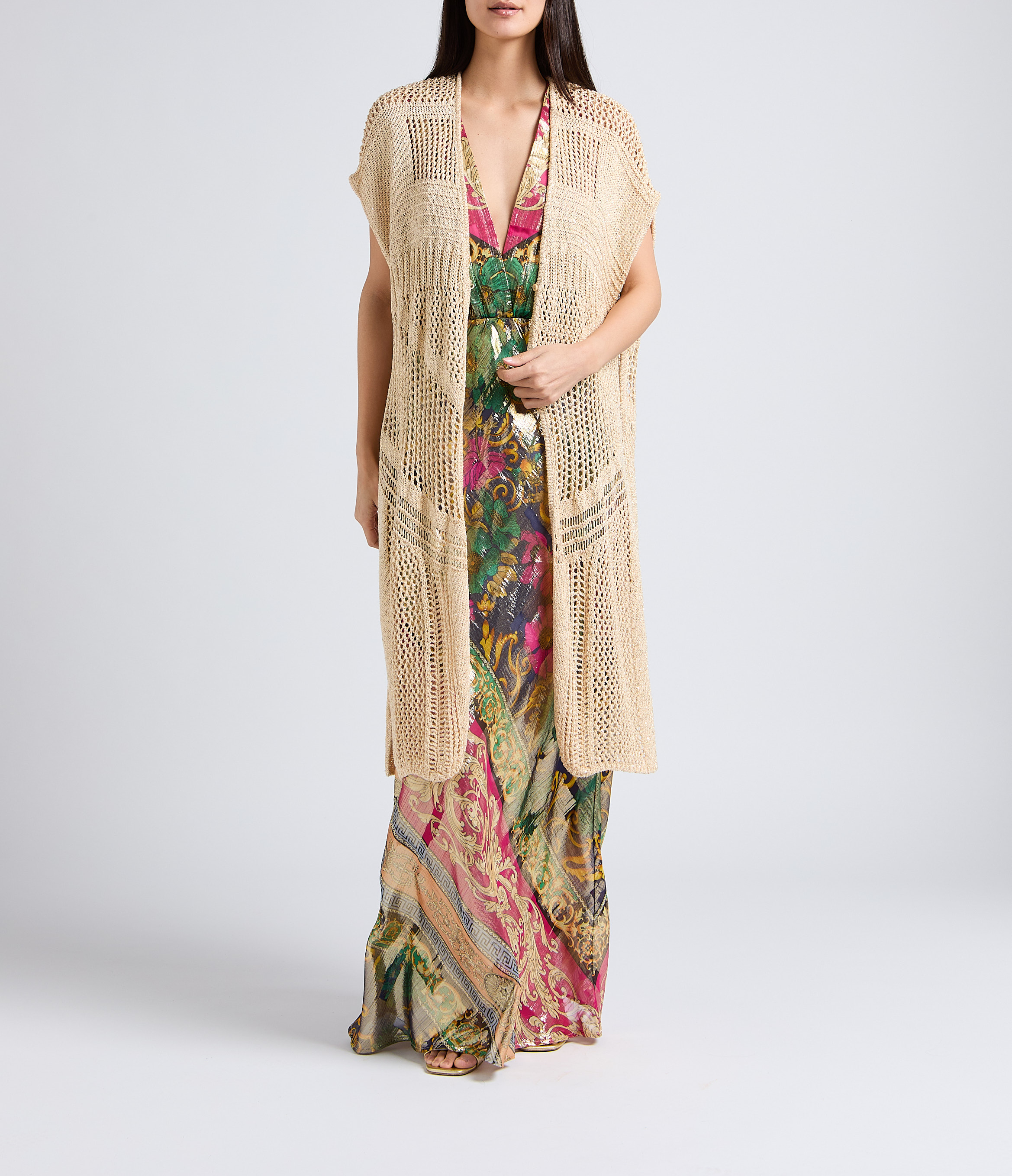 Gilet ouvert maillé et ajouré à sequins  MES DEMOISELLES Doré