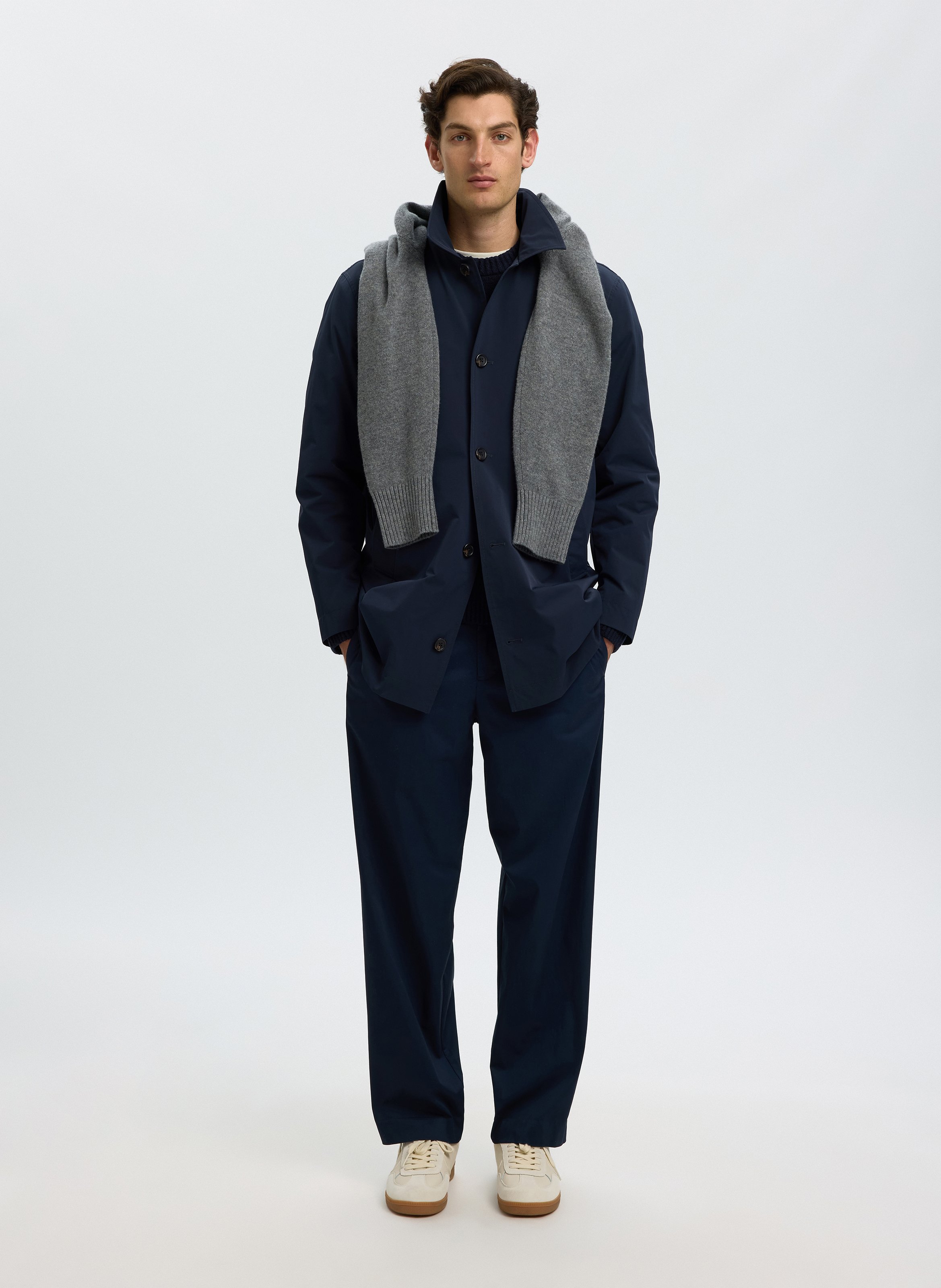 Rechte jas met klassieke kraag en knoopsluiting SELECTED Blauw