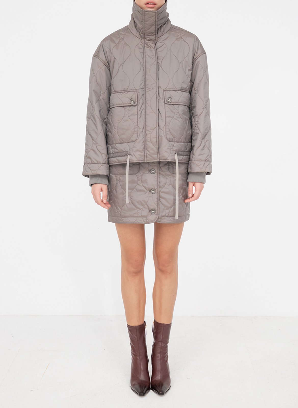 Veste col montant droite matelassée PROJECT-AJ117 Beige