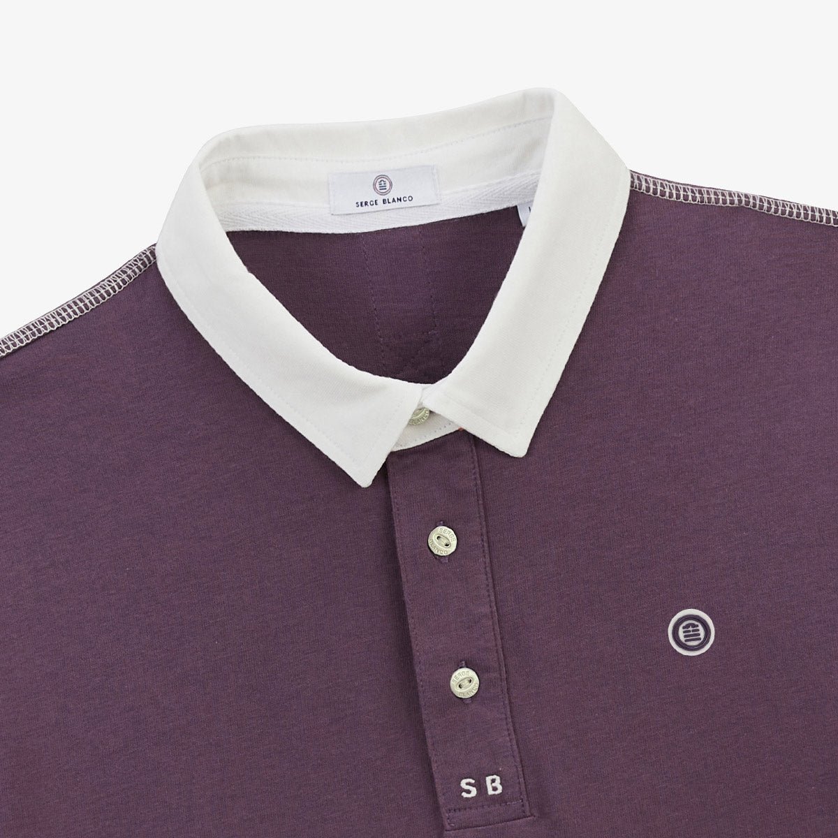 Polo manches courtes en jersey de coton coutures overlock SERGE BLANCO Violet