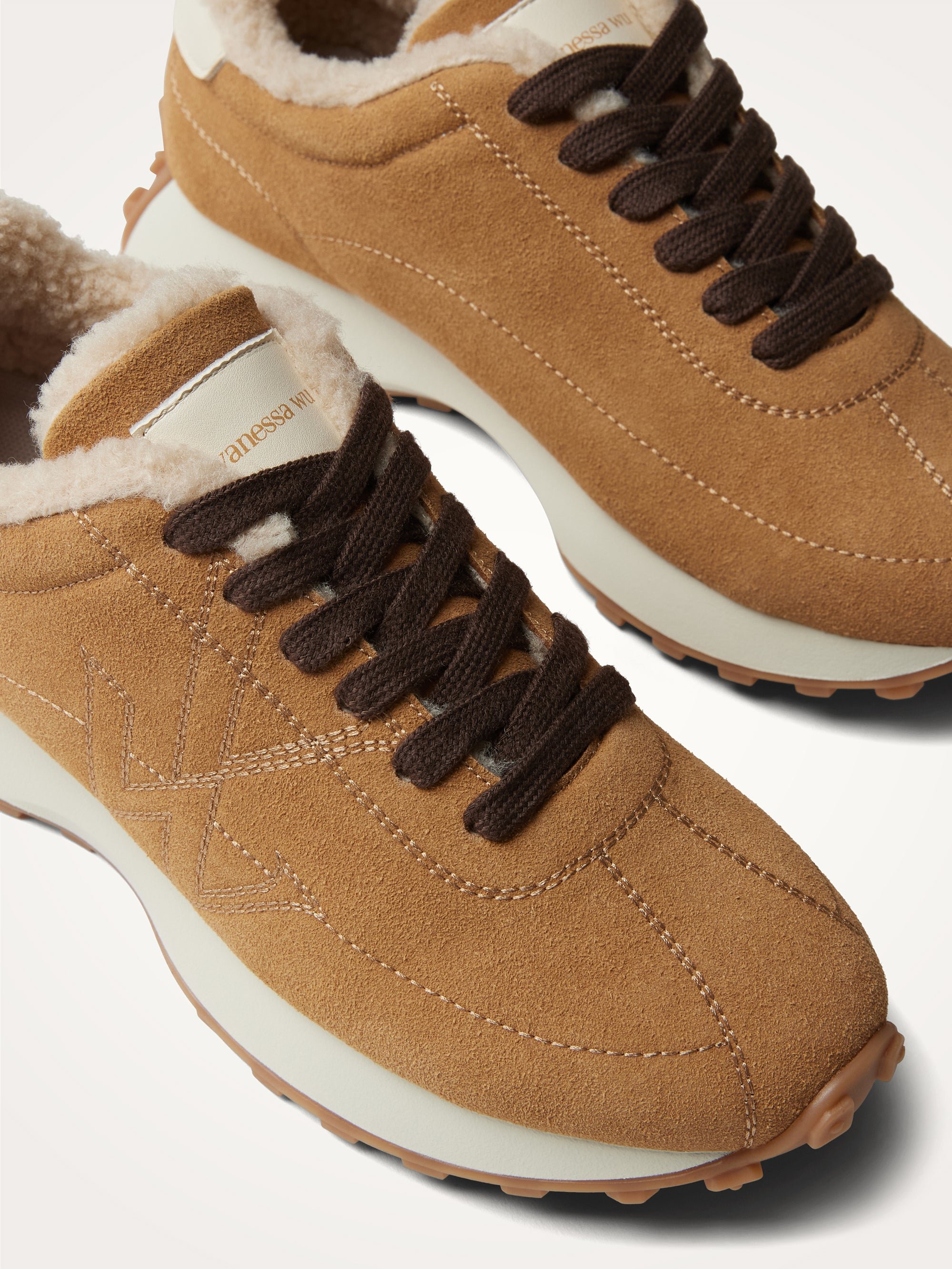 Sneakers with sewn monogram on running sole VANESSA WU Beige