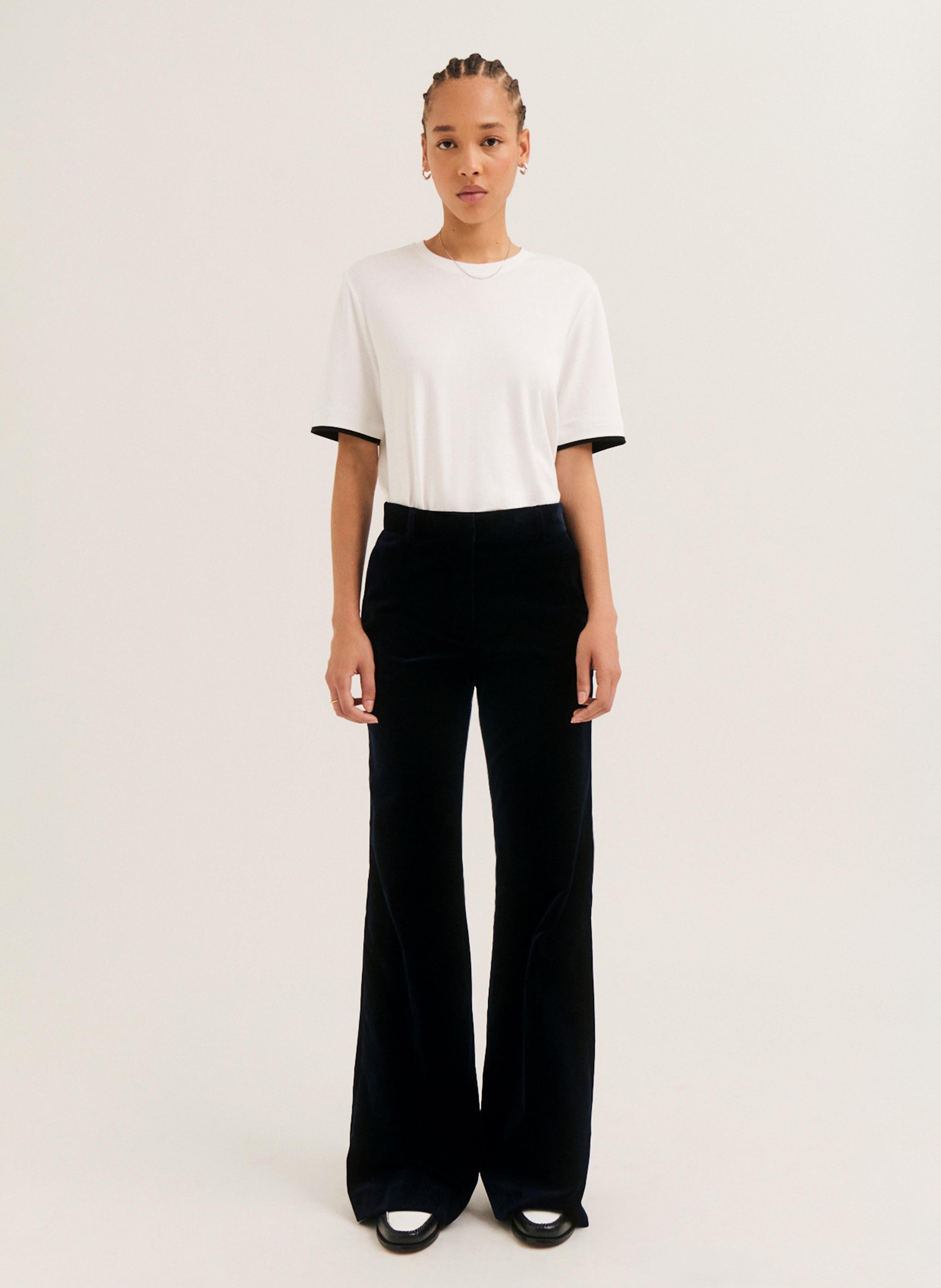 Flare velvet smooth pants PABLO Blue