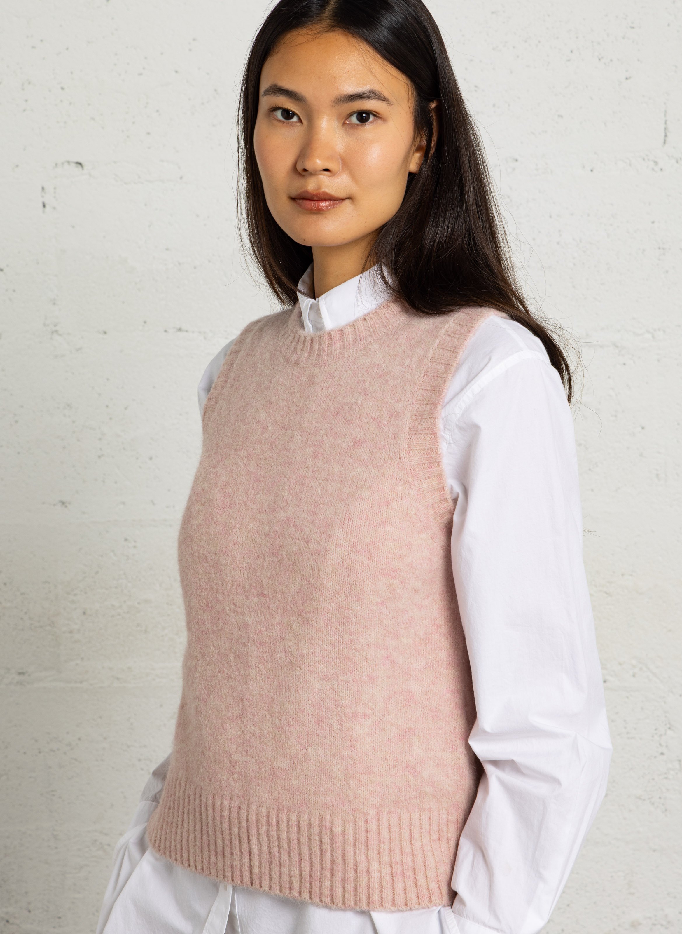 Straight round-neck knit sweater SOEUR Pink