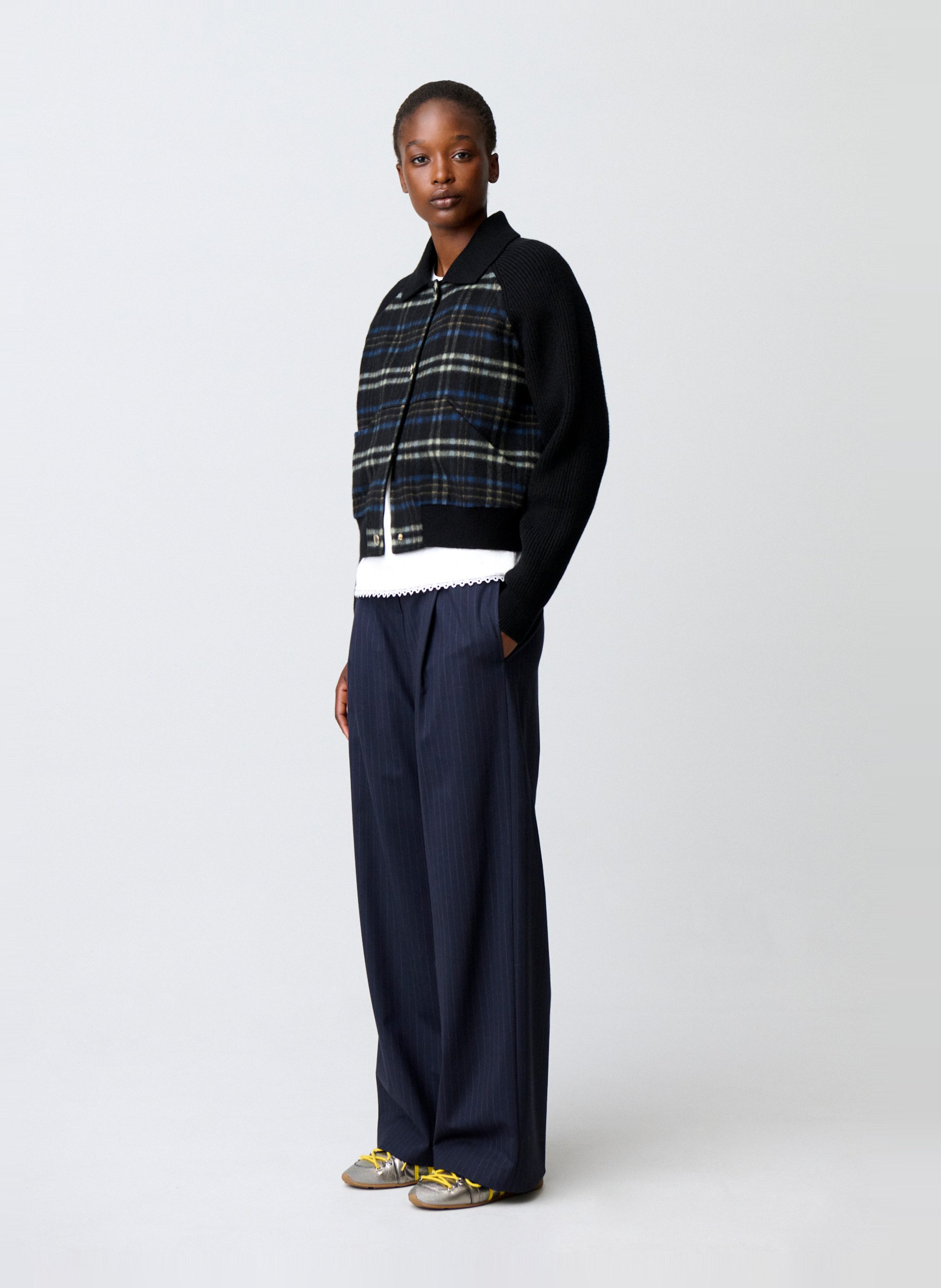 Blouson bi-matière en laine mélangé CLAUDIE PIERLOT Multicolore