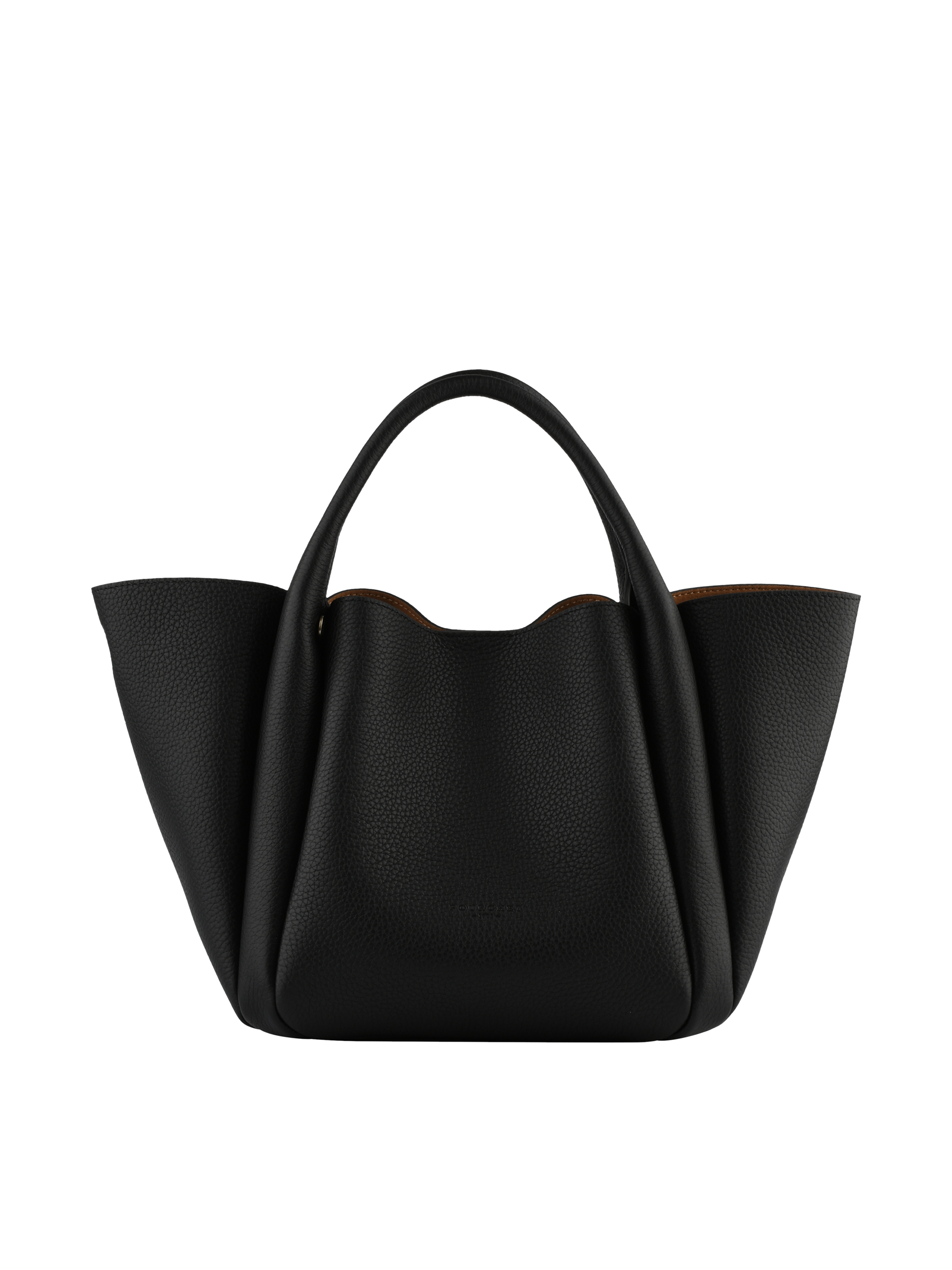 Calfskin leather handbag POURCHET Black