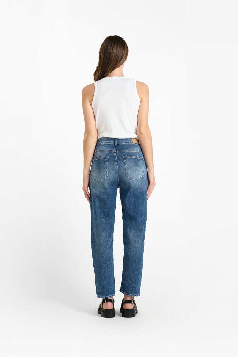High-waisted loose-fit zip jeans LE TEMPS DES CERISES Blue