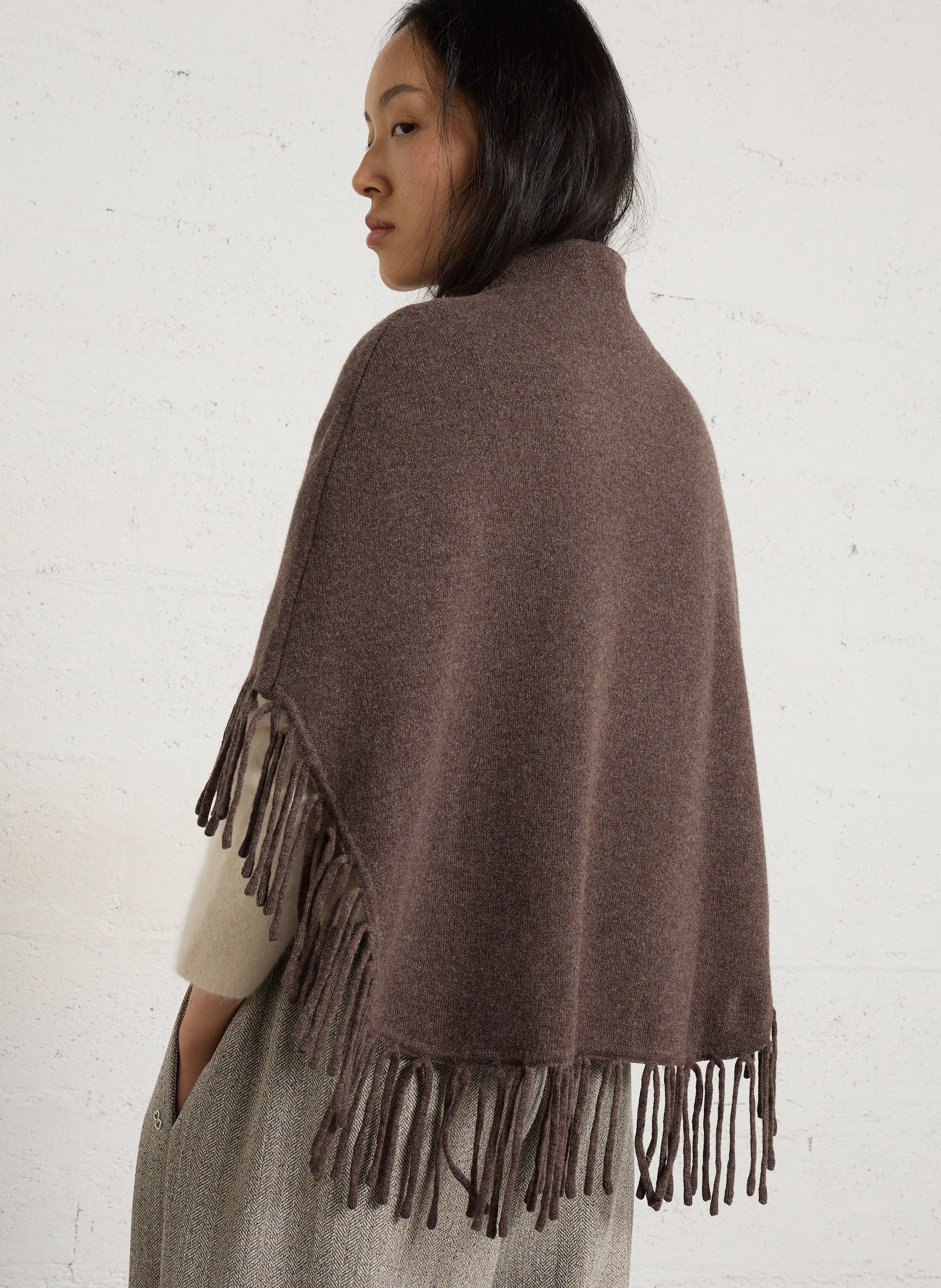 Wool poncho BERENICE Brown