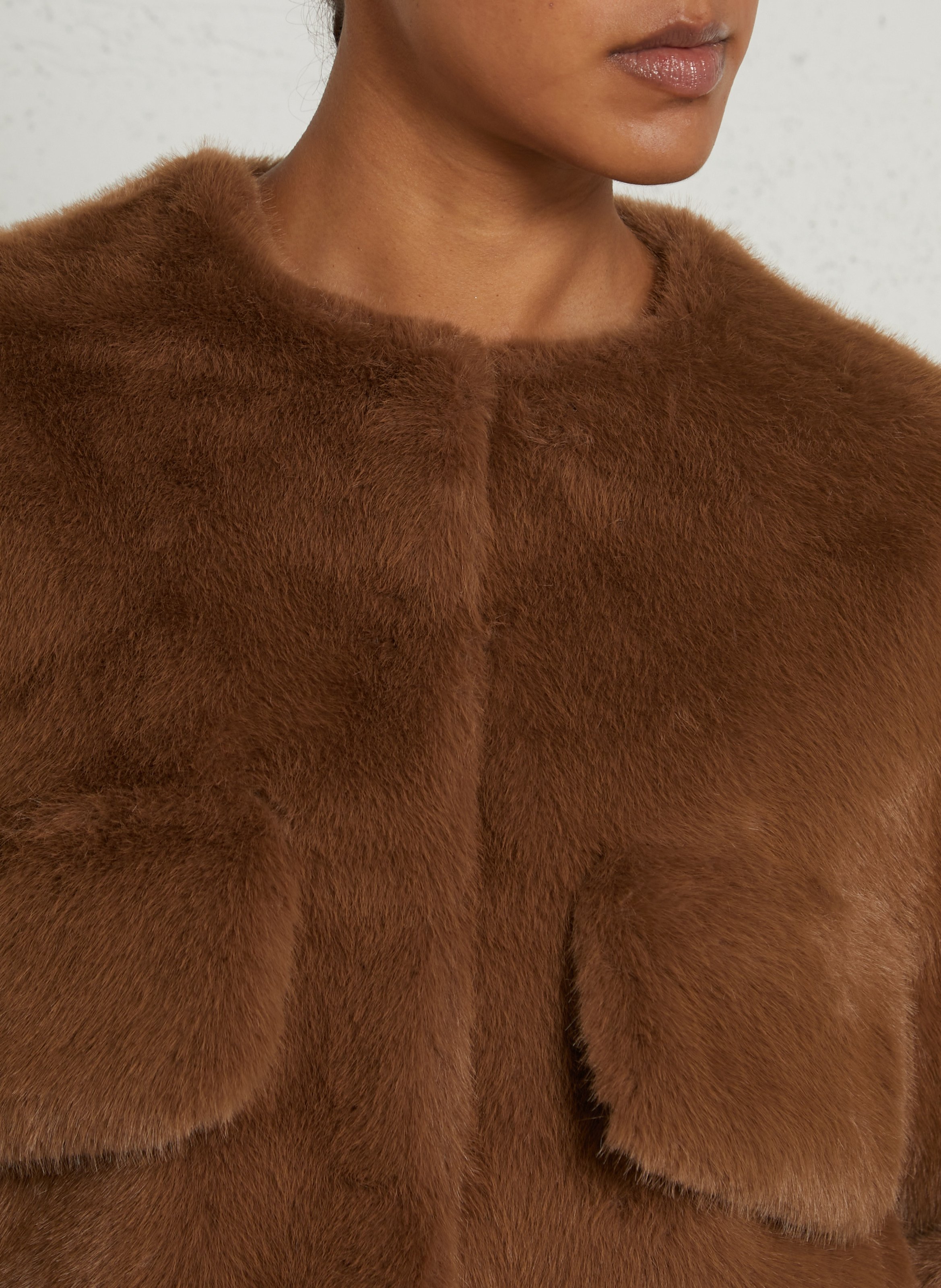 Chaqueta recta de cuello redondo efecto pelo¿¿¿ BERENICE Marron