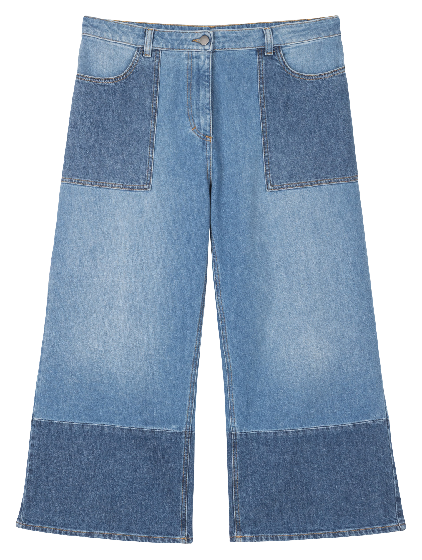High-waisted wide-leg cotton-blend jeans PERSONA by Marina Rinaldi Blue