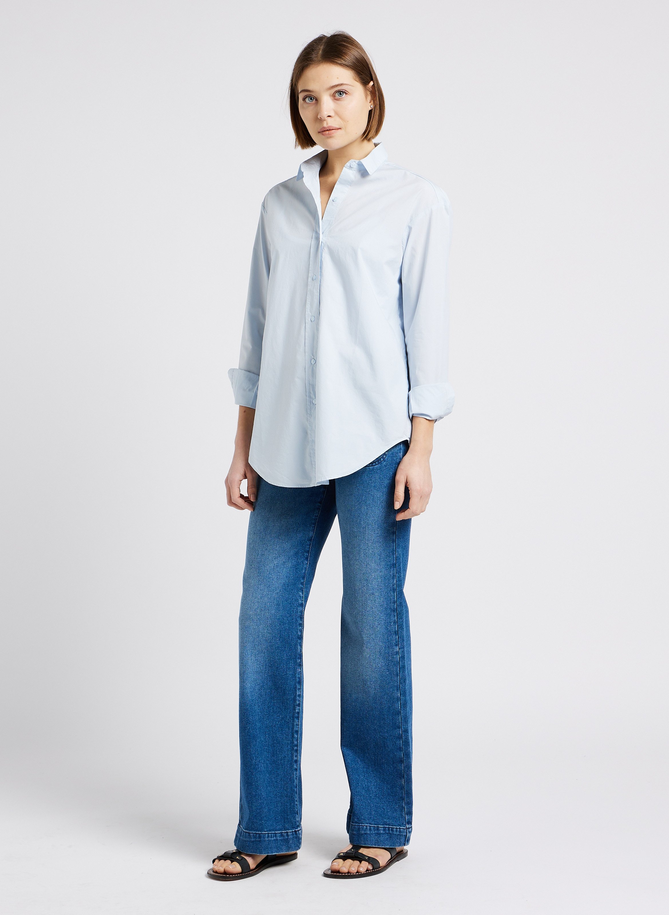 Flared jeans met hoge taille van stretchkatoen ACQUAVERDE Blauw