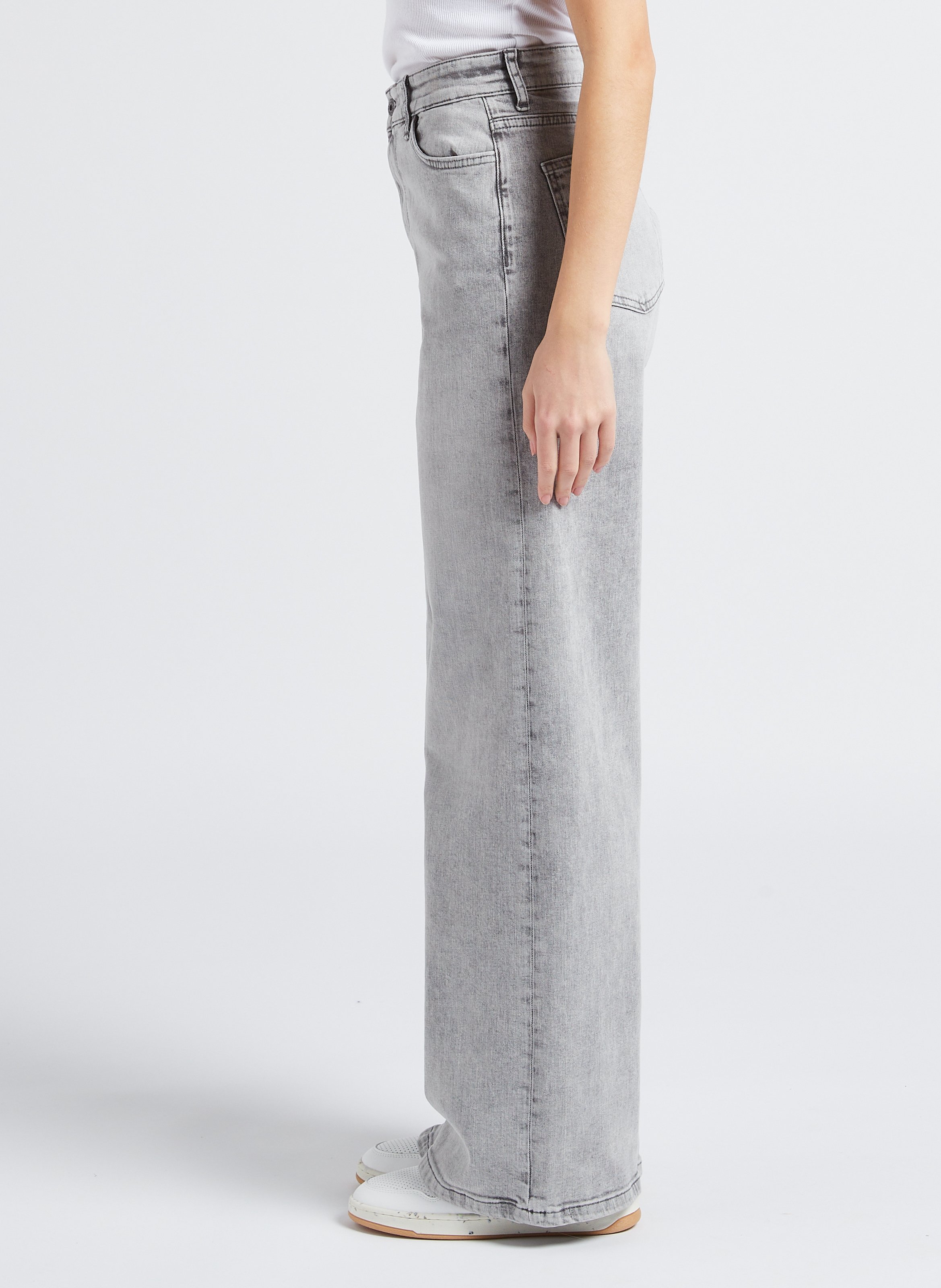 Jean ample taille haute en coton mélangé BY BAR Gris