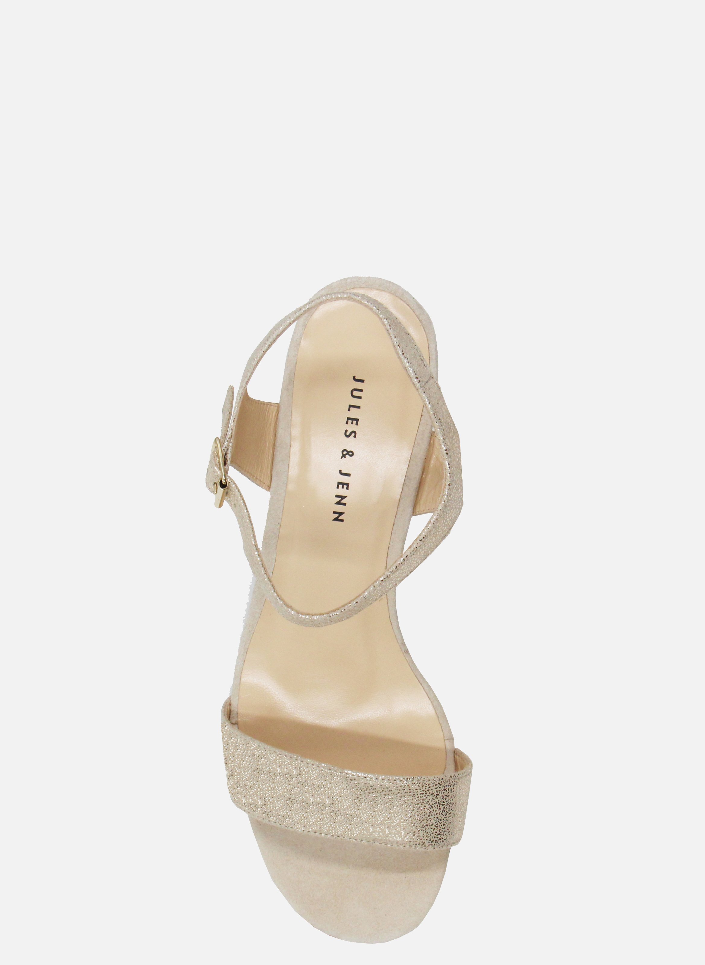 Heeled metallic leather sandals JULES & JENN Golden