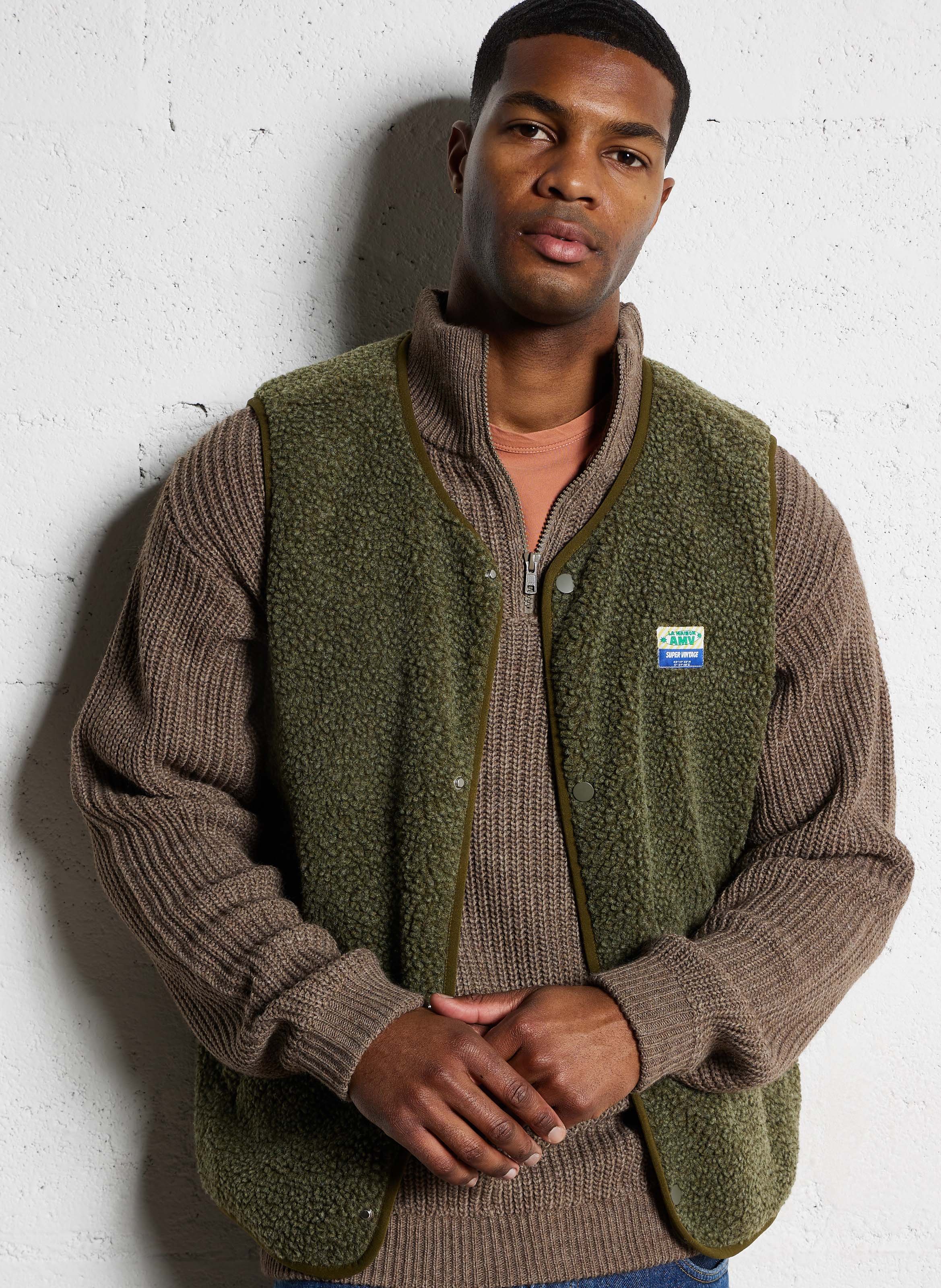 Veste col rond en sherpa  AMERICAN VINTAGE