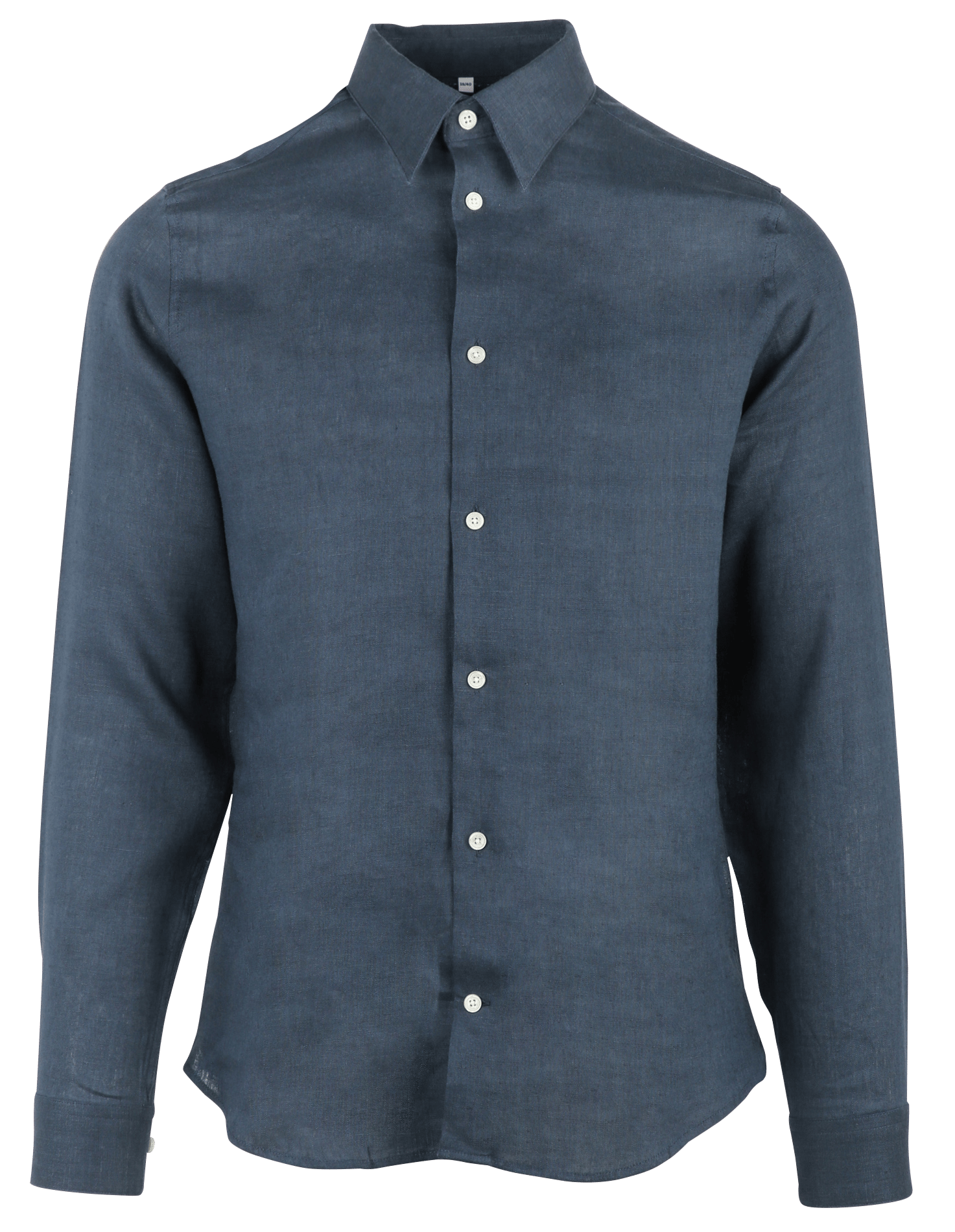 Gerade geschnittene Leinenbluse mit V-Dekolleté und Taschen AU PRINTEMPS PARIS Blau