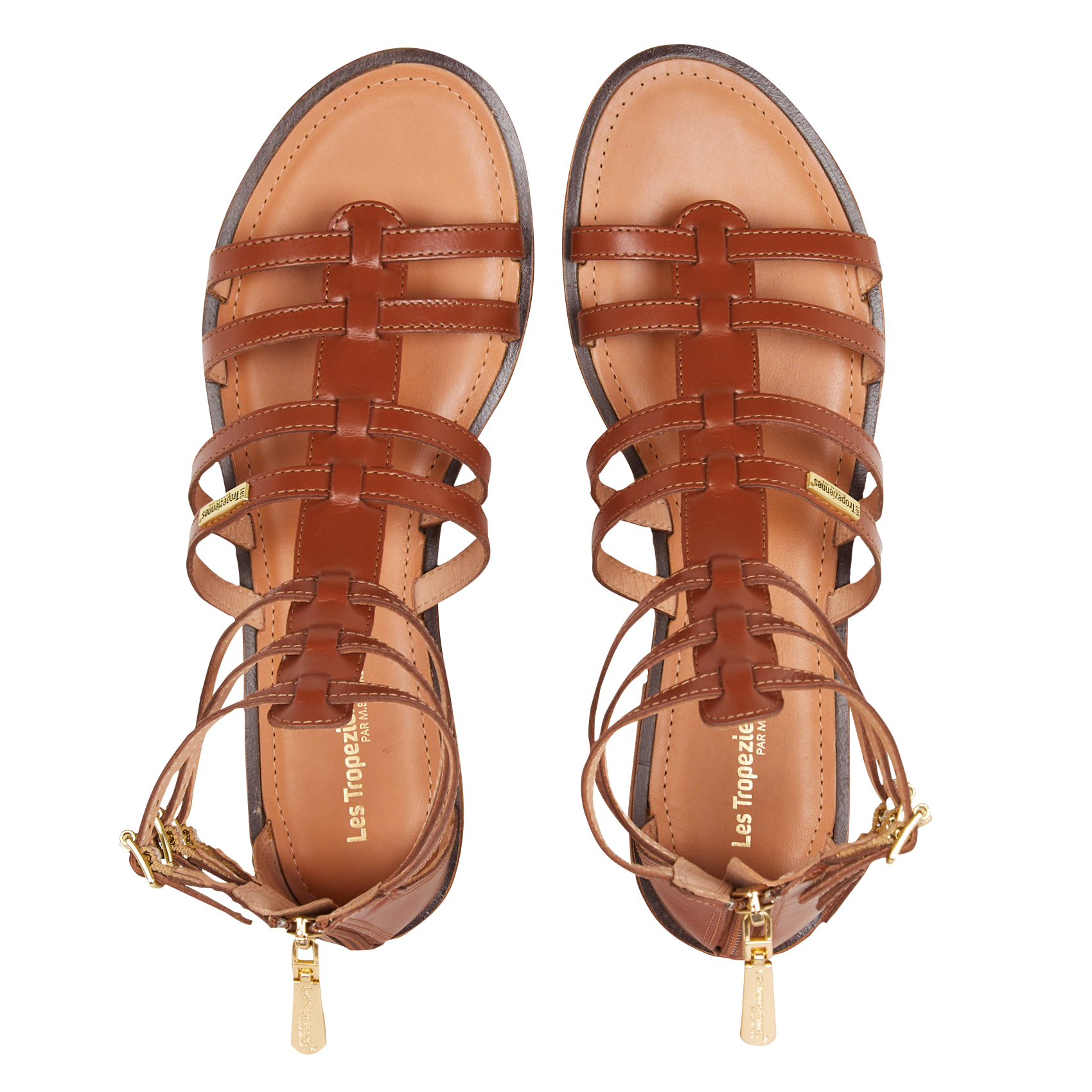 Avarca Berlin - Flache Ledersandalen mit Samt LES TROPEZIENNES PAR M.BELARBI Braun