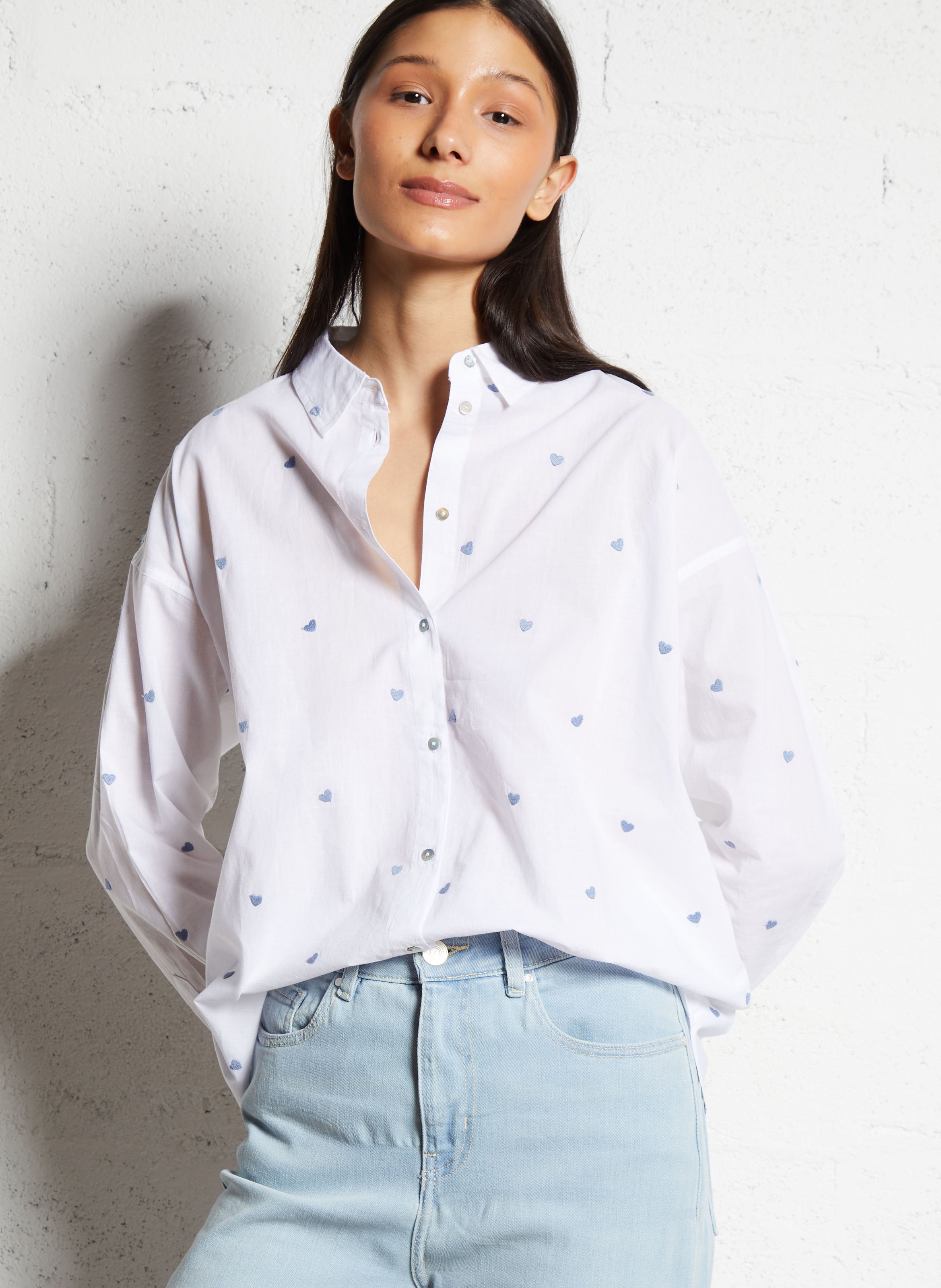 Katoenen oversized blouse SUD EXPRESS Wit