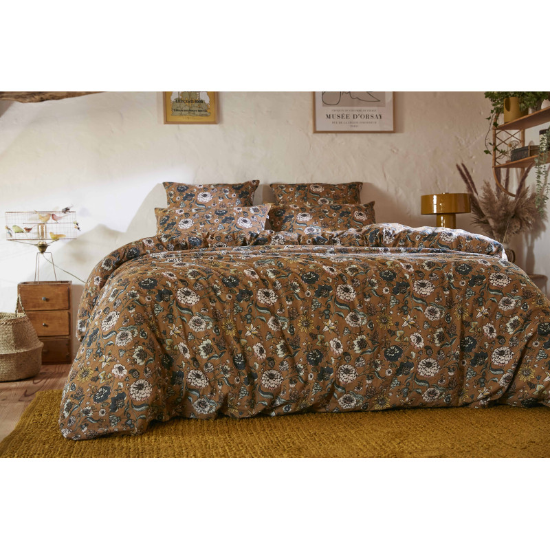 "Camelia" duvet cover all sizes "cotton gauze" L'EFFET PAPILLON Yellow