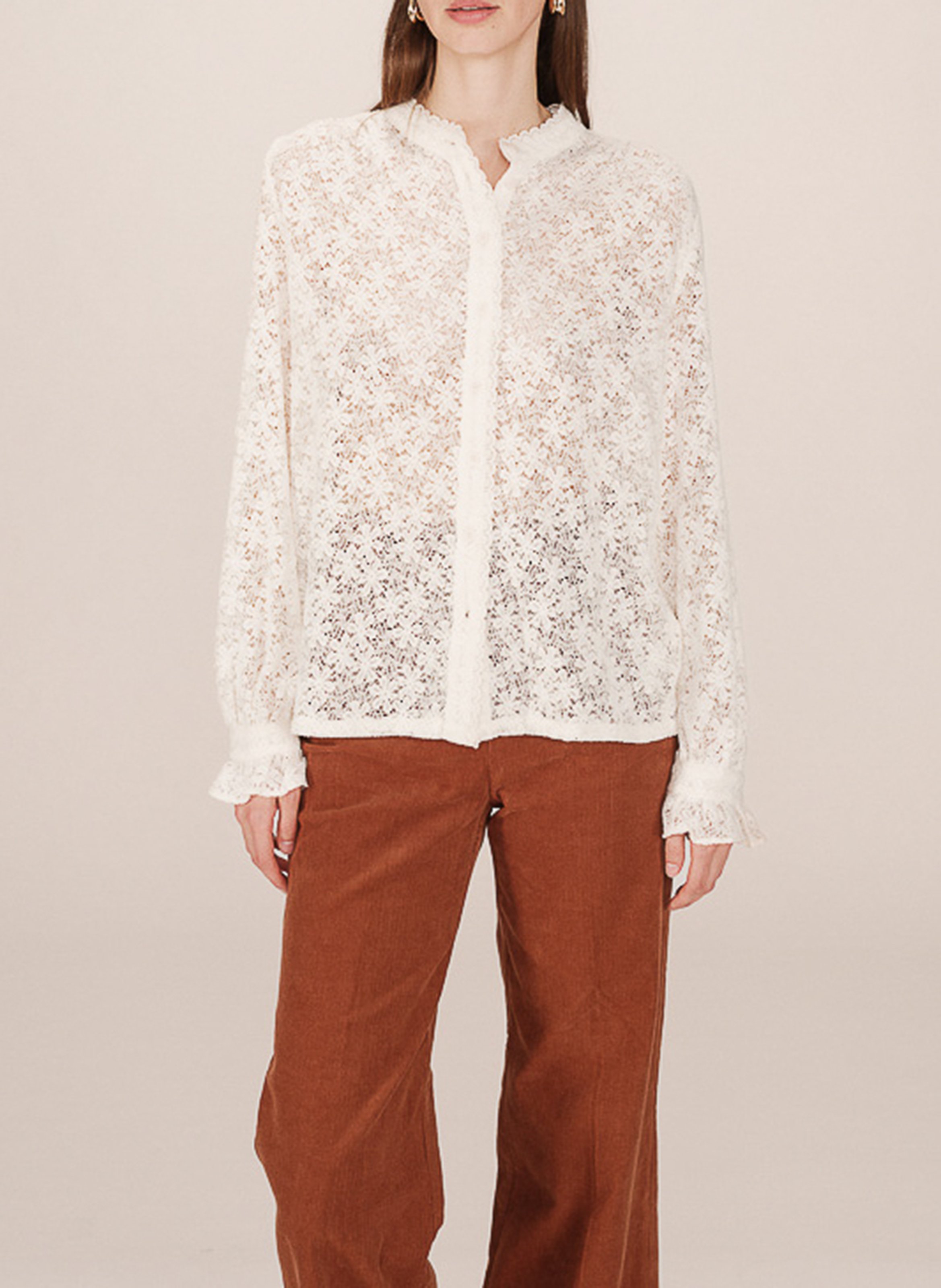 Chemise col rond rond en coton mélangé GRACE ET MILA