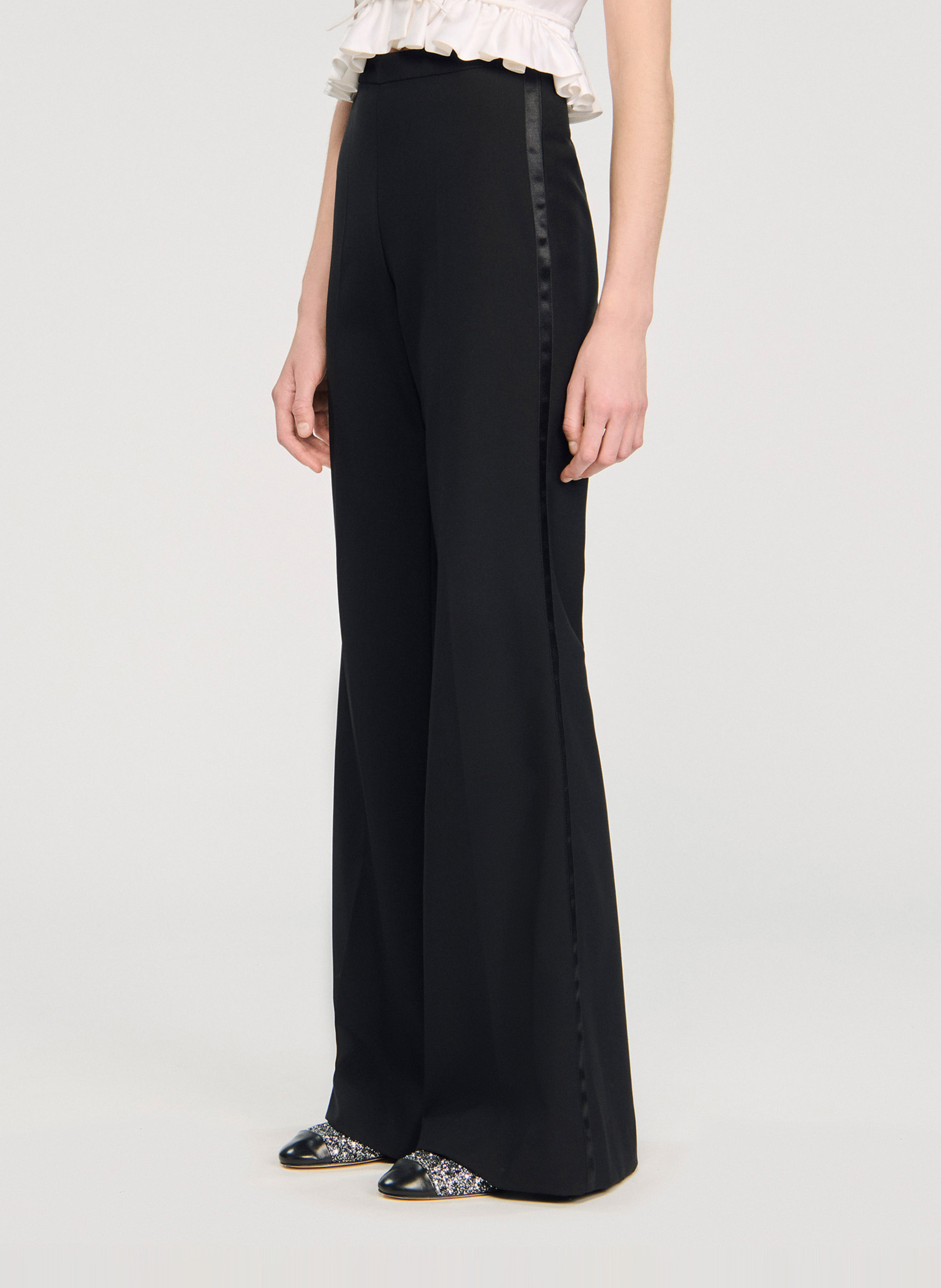 Flared wool-mix pants SANDRO Black