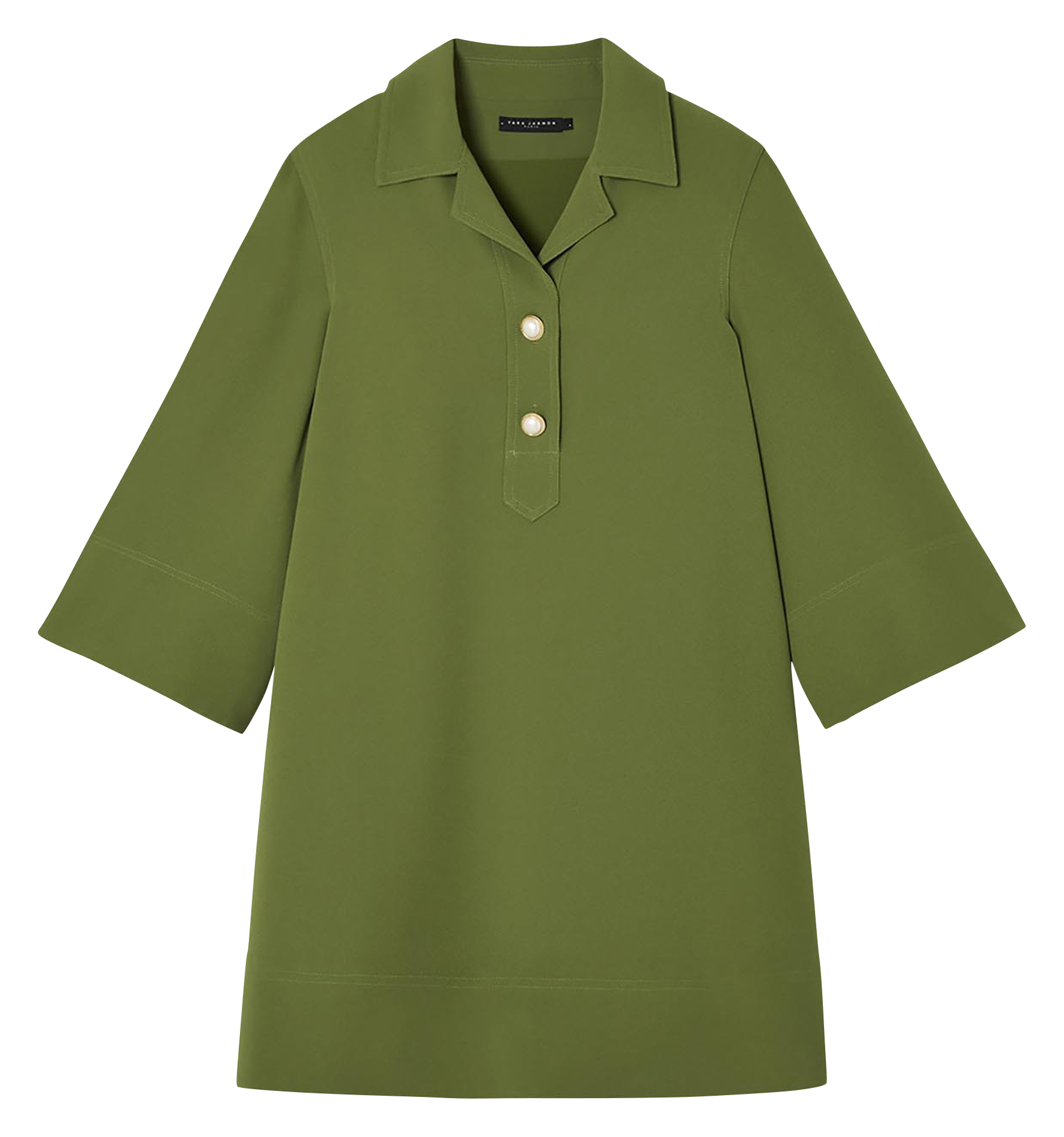 Short straight dress with 3/4 flared sleeves TARA JARMON Green