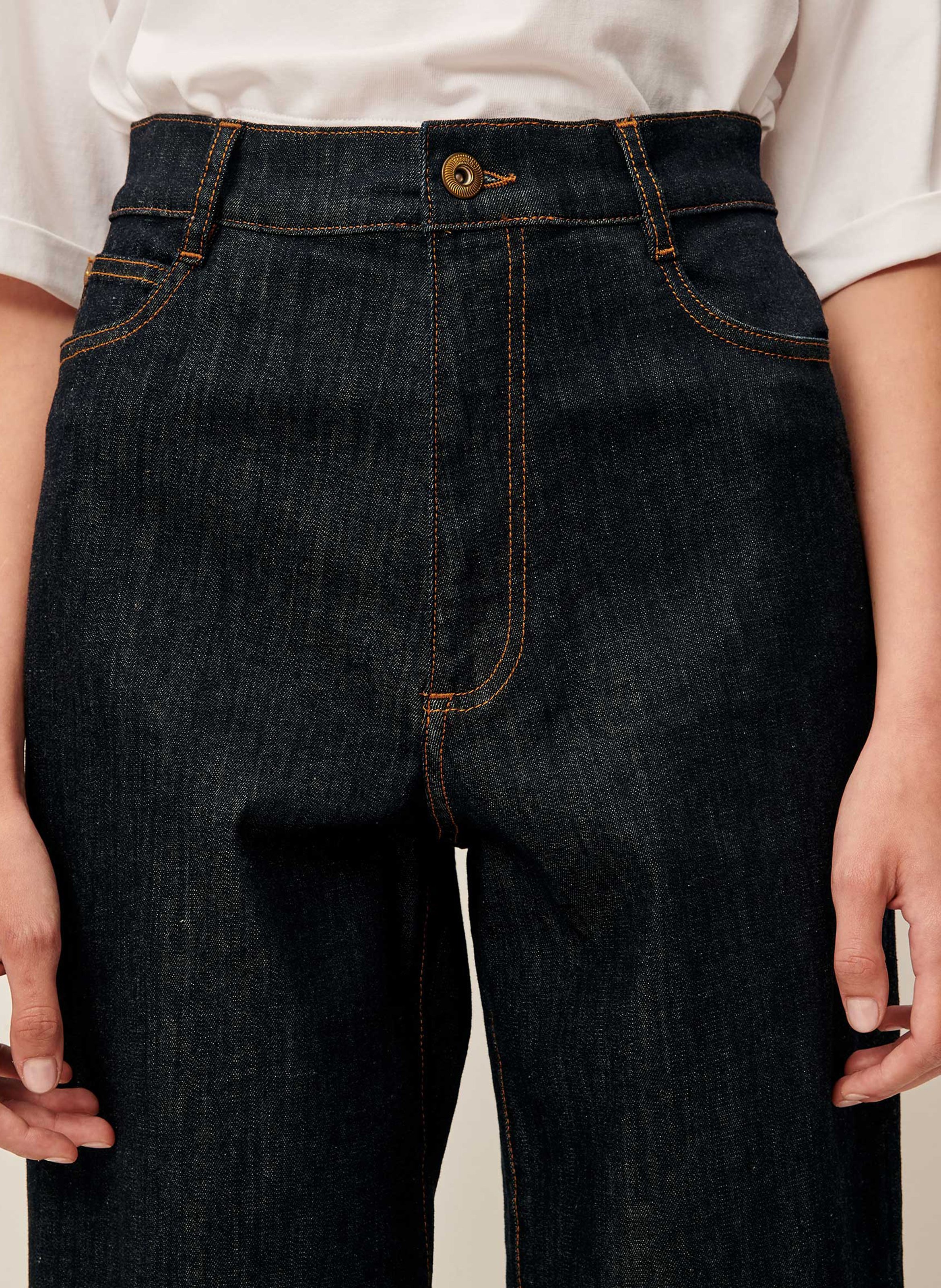 Cropped slim jeans with studs SESSUN Blue