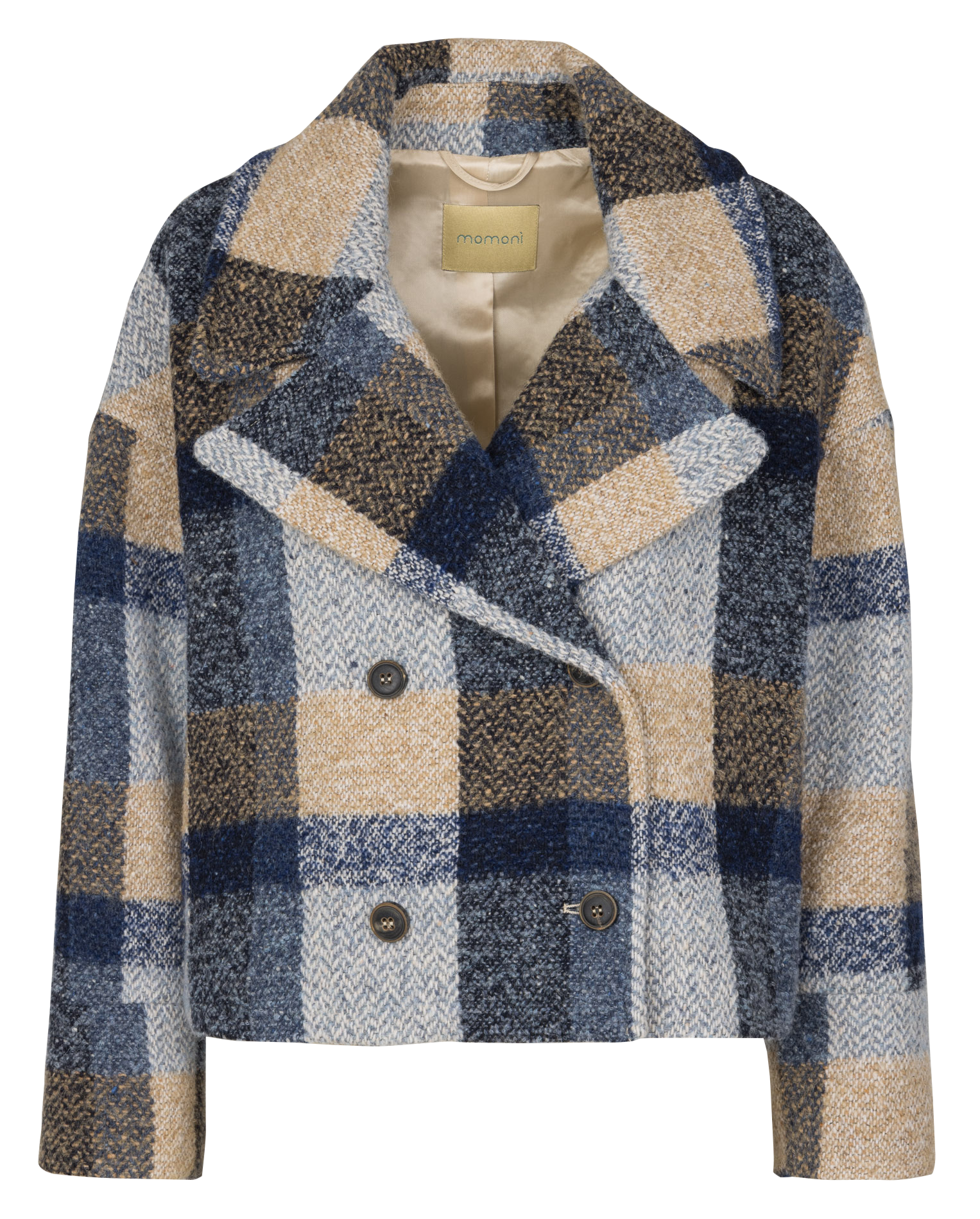 Manteau court à carreaux en laine mélangée MOMONI Multicolore