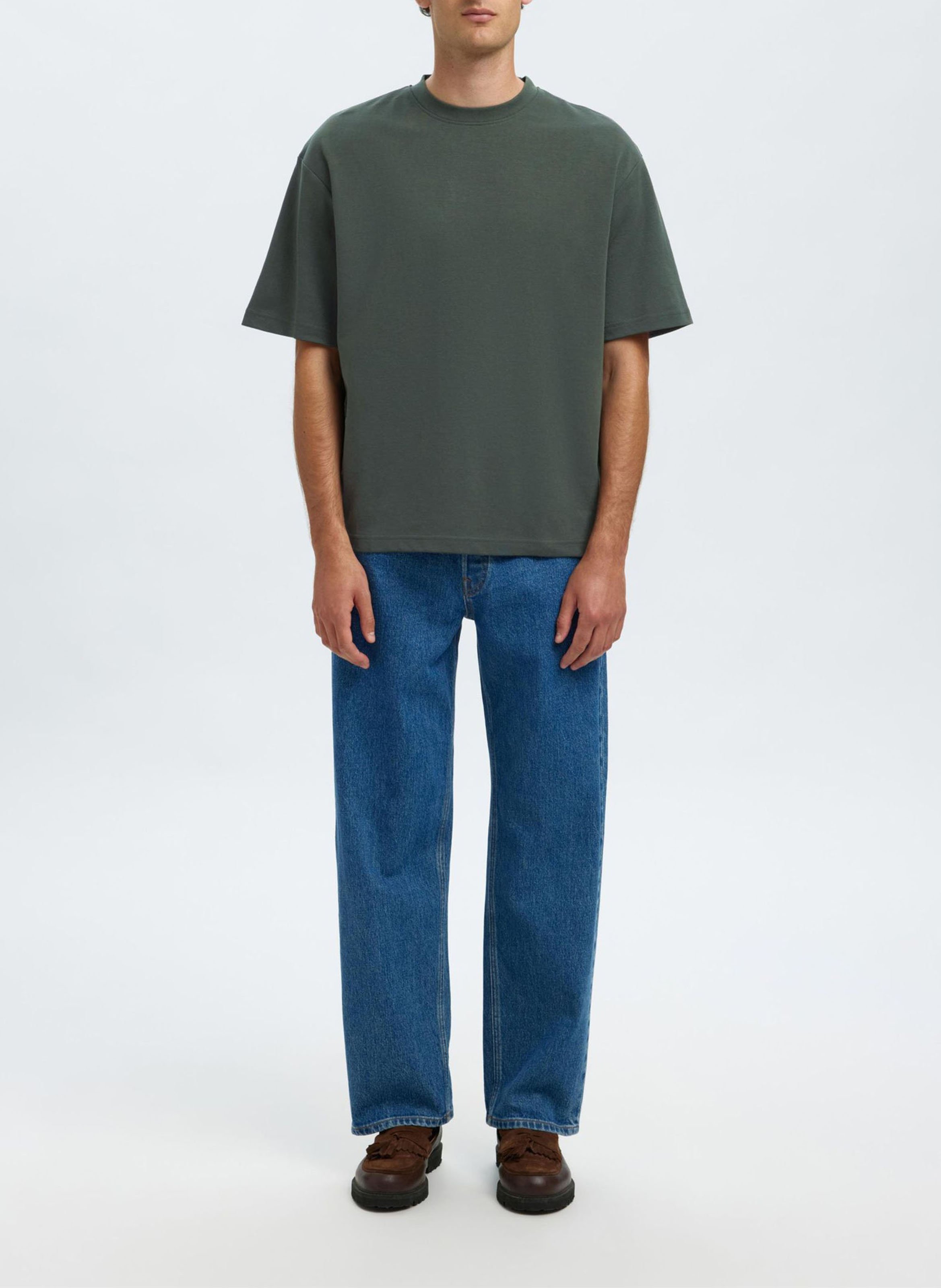 Tee-shirt oversize en coton bio mélangé SELECTED Vert