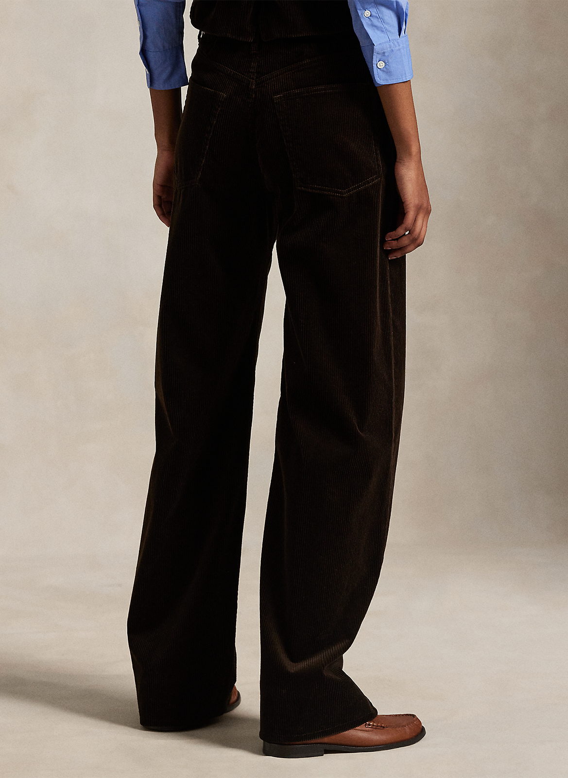 Pantalon droit en velours côtelé POLO RALPH LAUREN Marron