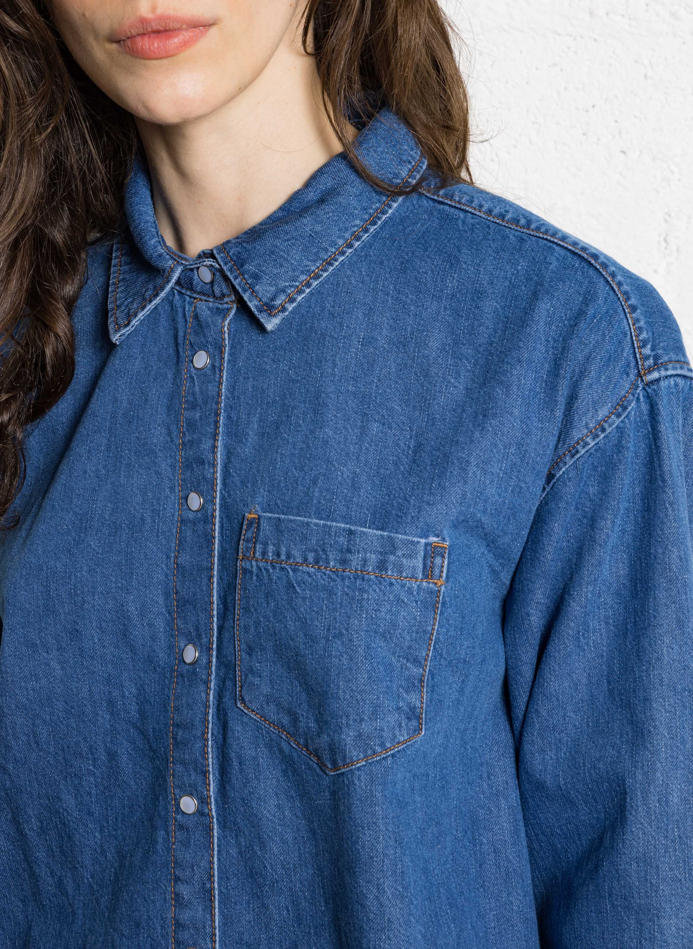 Oversized denim overhemd van katoen SUD EXPRESS Blauw