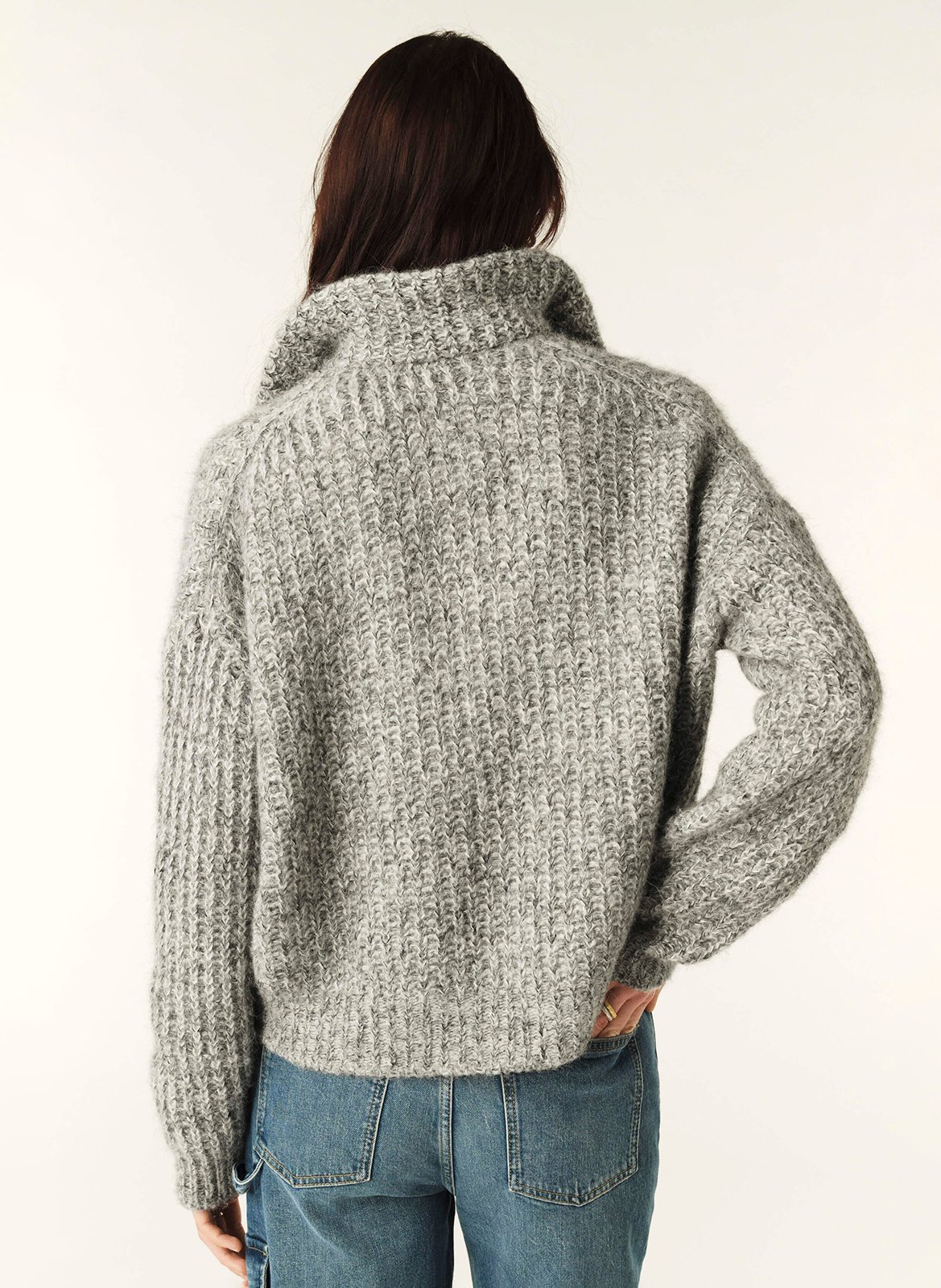 Pull col montant en laine mélangée BA&SH Noir